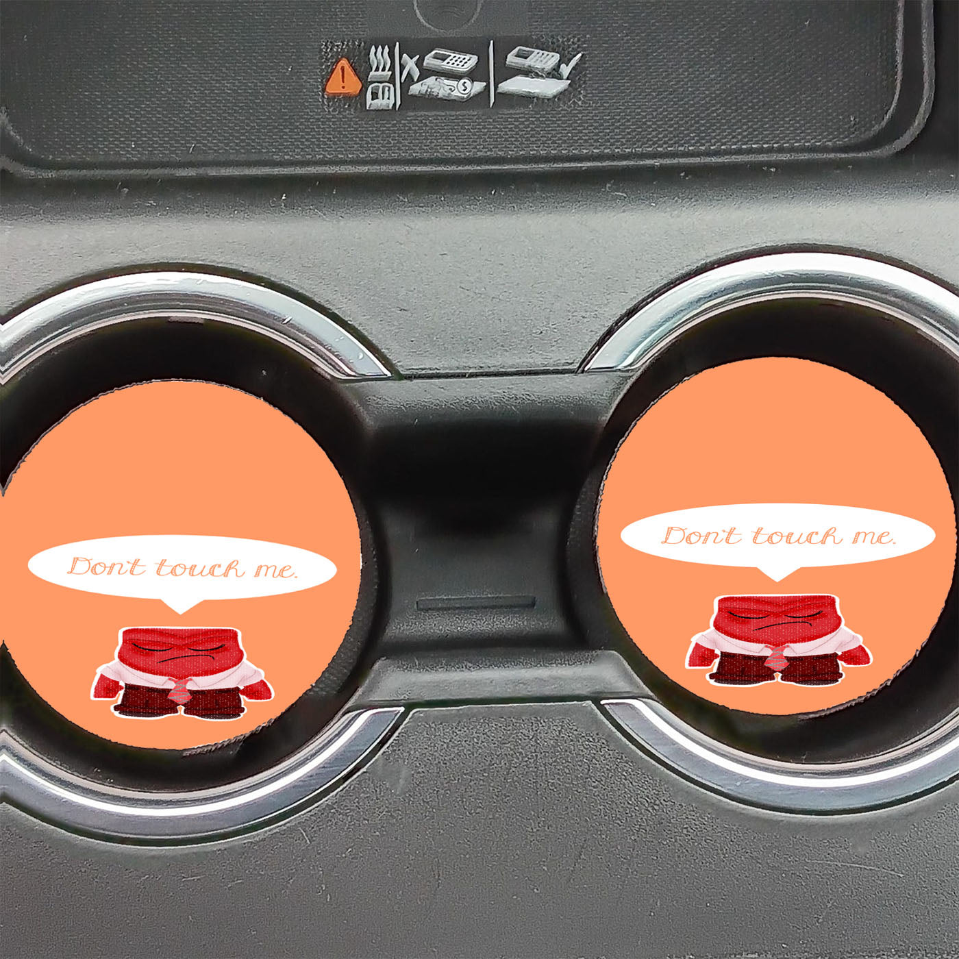 Disney Movie Inside Out Anger Dont Touch Me Car Coasters