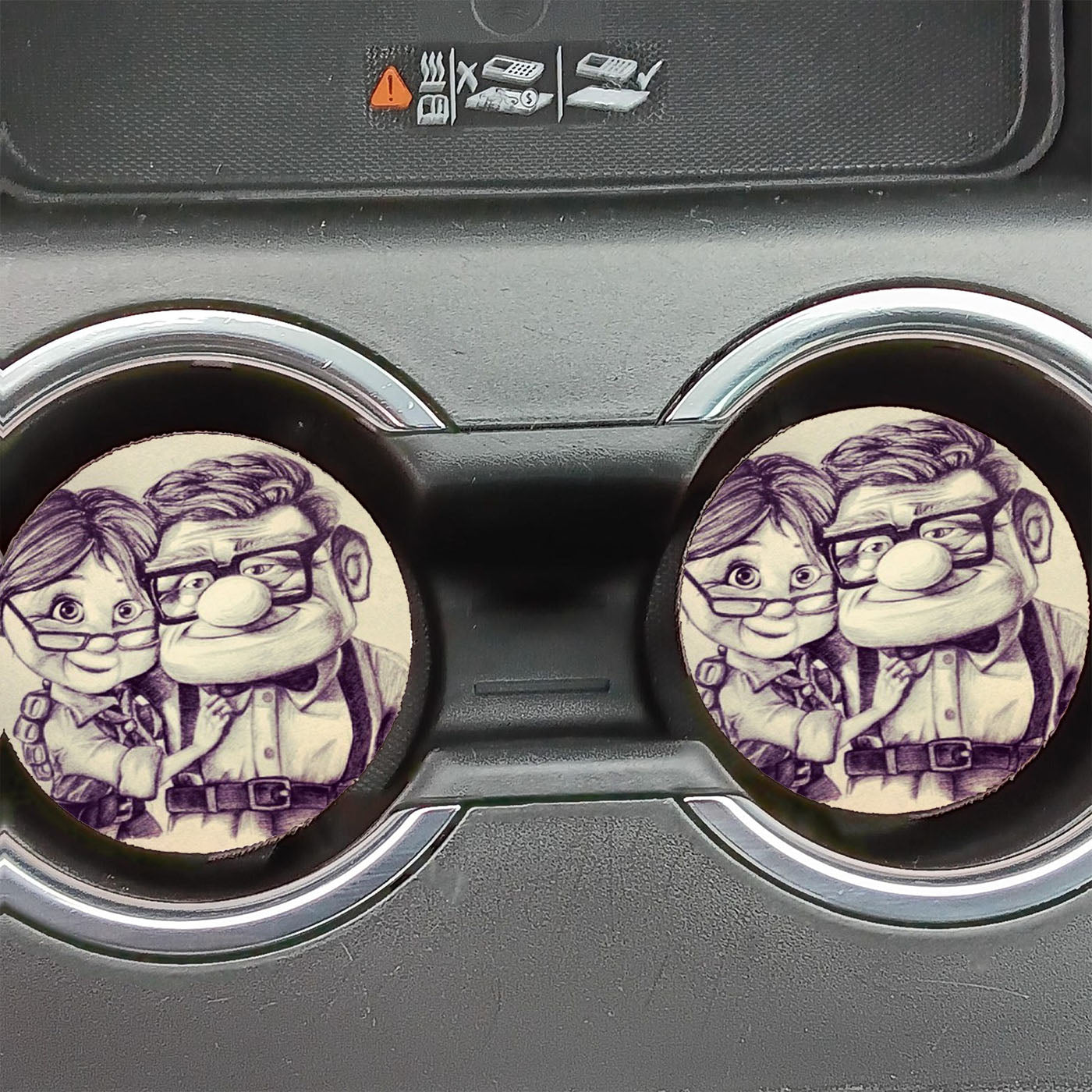 Disney Pixar Carl And Ellie Poster Car Coasters
