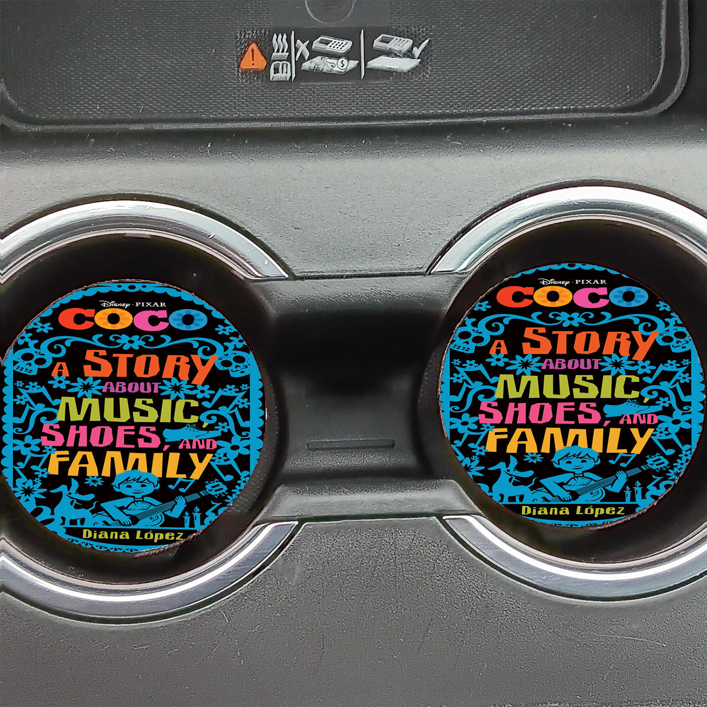 Disney Pixar Coco Text Poster Car Coasters