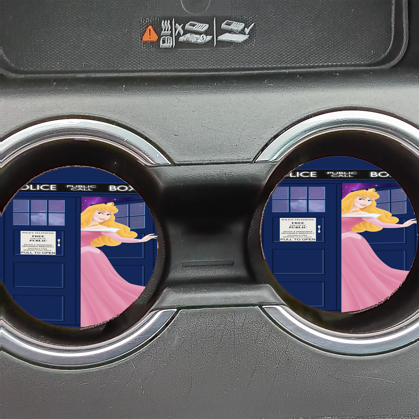 Disney Princess Aurora Tardis Police Box Car Coasters
