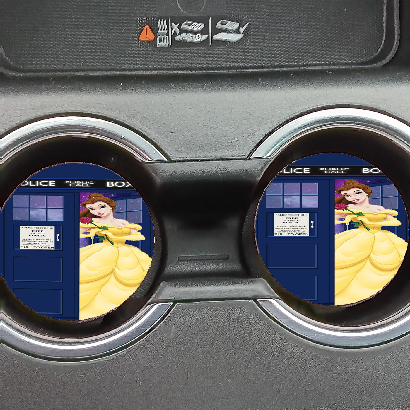 Disney Princess Belle Tardis Police Box Car Coasters