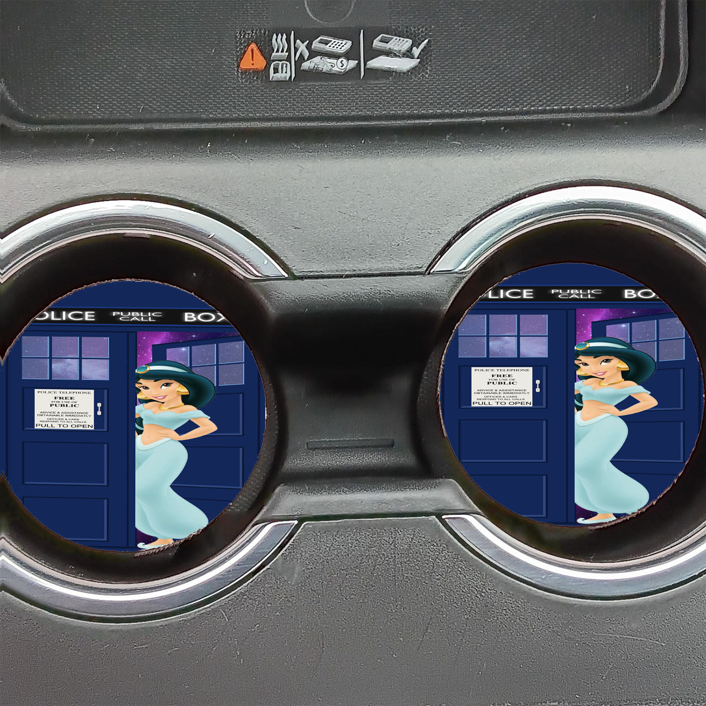 Disney Princess Jasmine Tardis Police Box Car Coasters