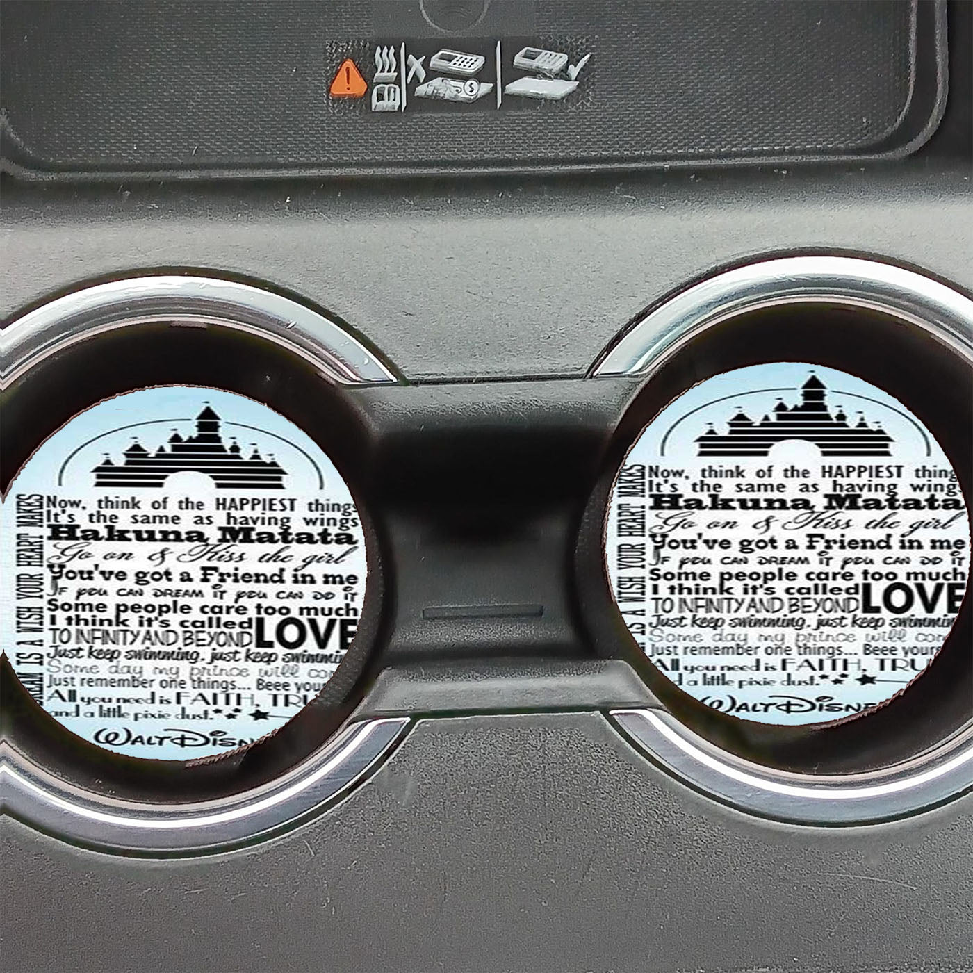 Disney Quotes Blue Fade New Car Coasters