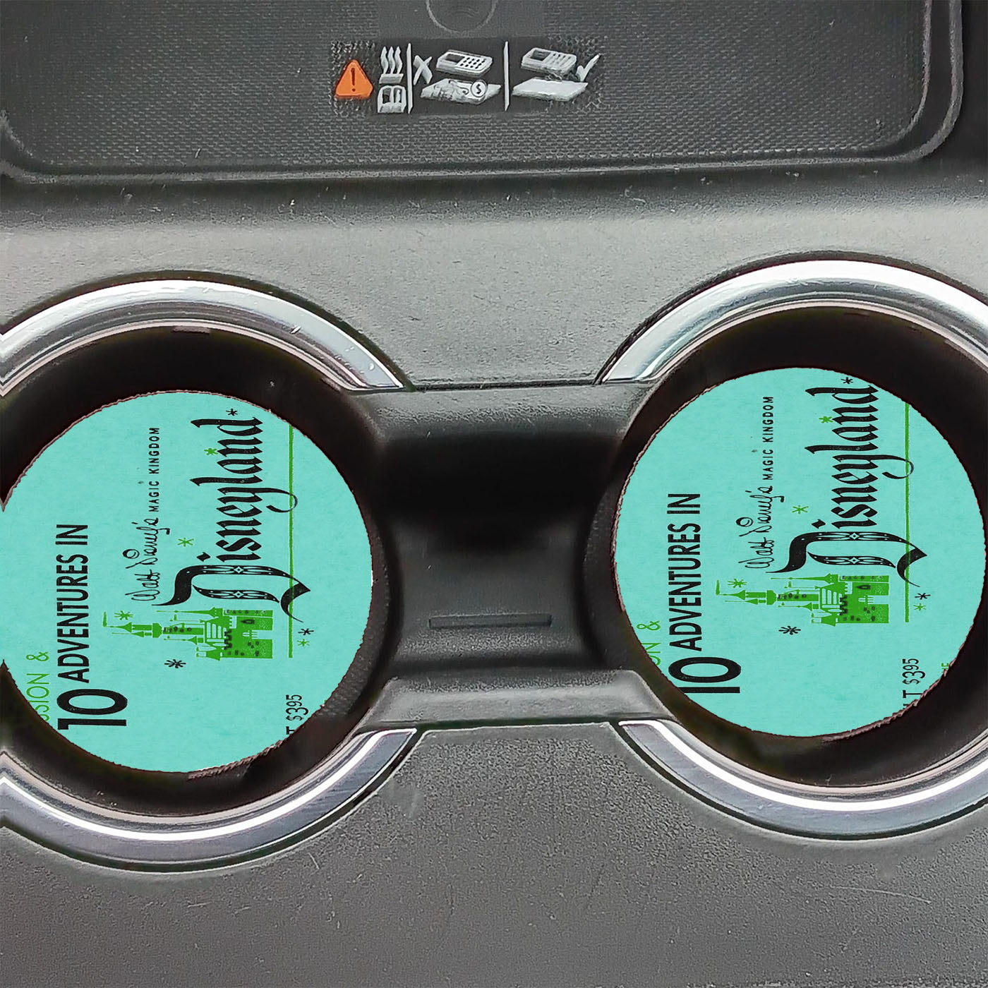 Disney Retro Disneyland Ticket Blue Car Coasters