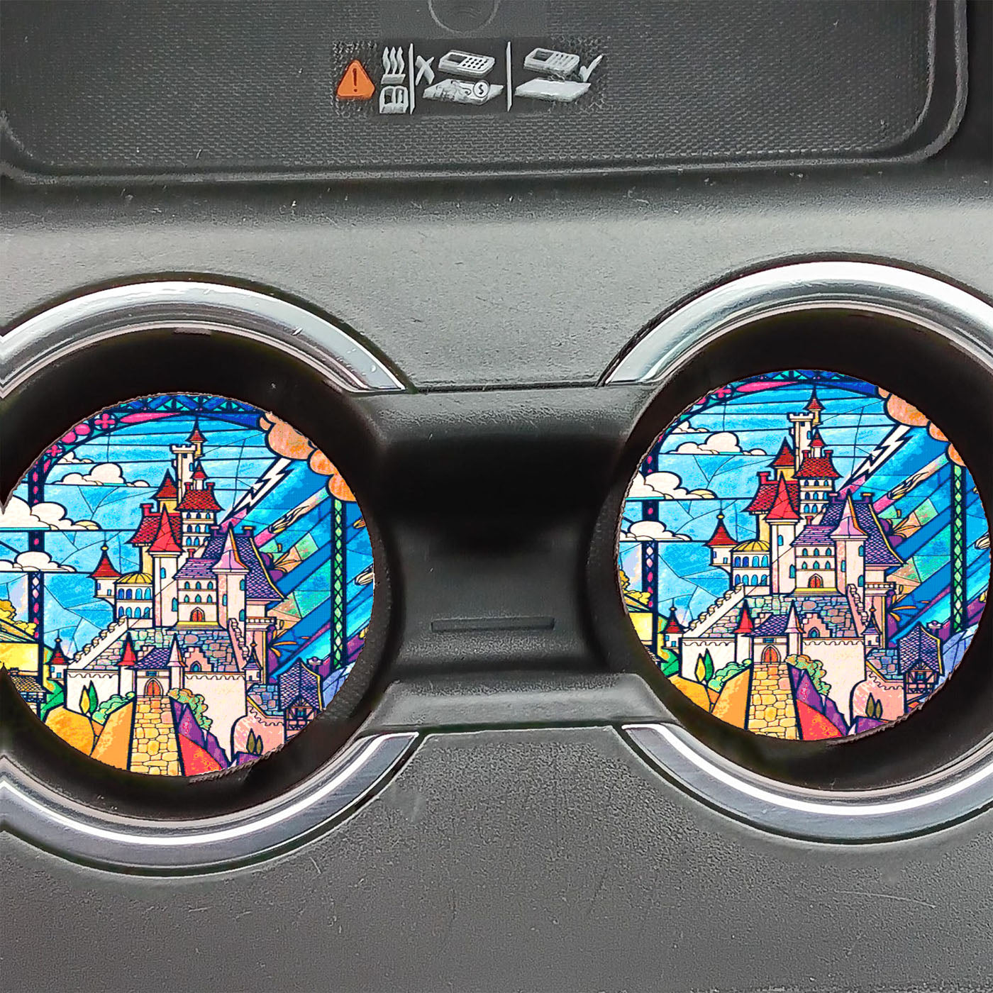 Disney Stained Glass Castle Car Coasters