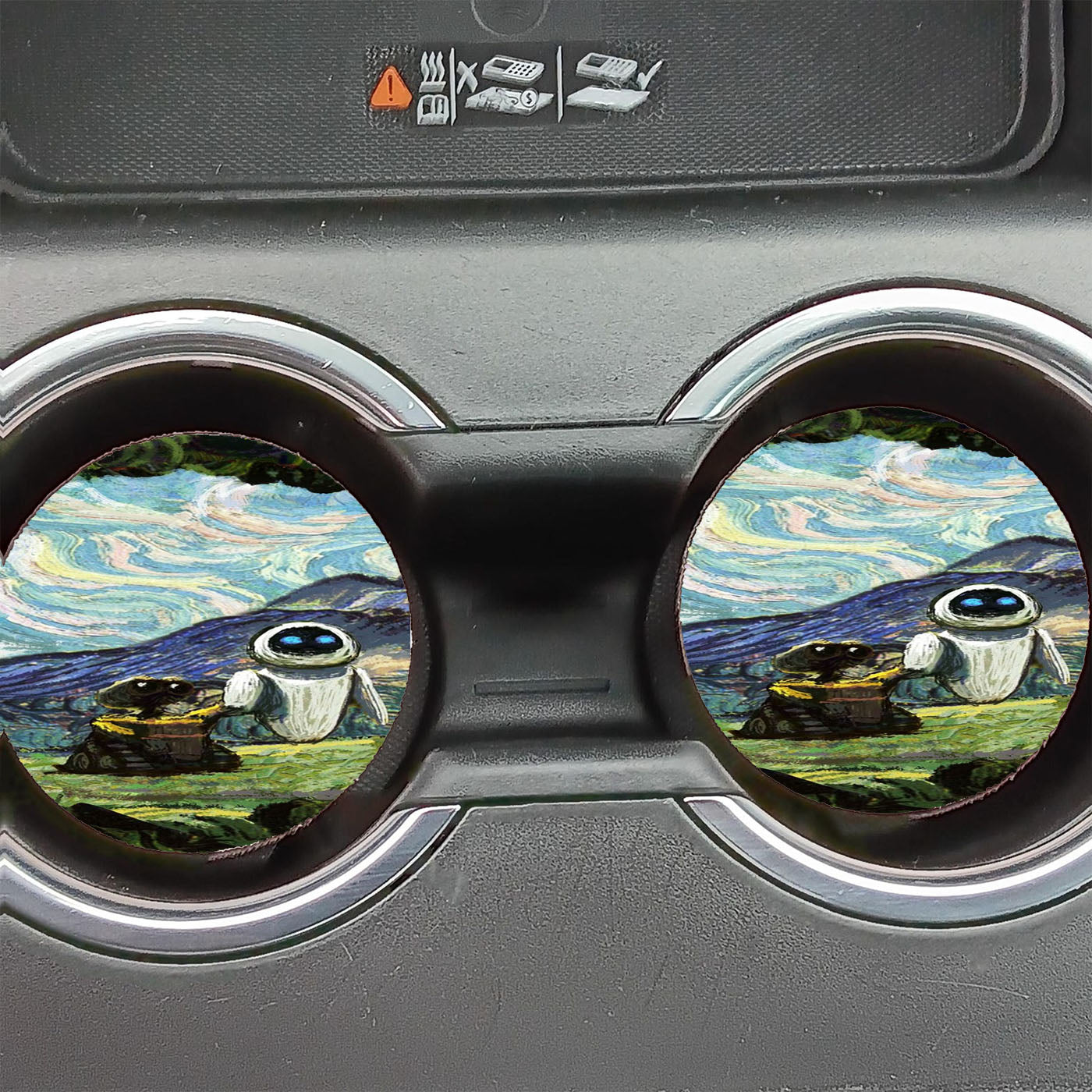 Disney Starry Night Wall E And Eve Car Coasters