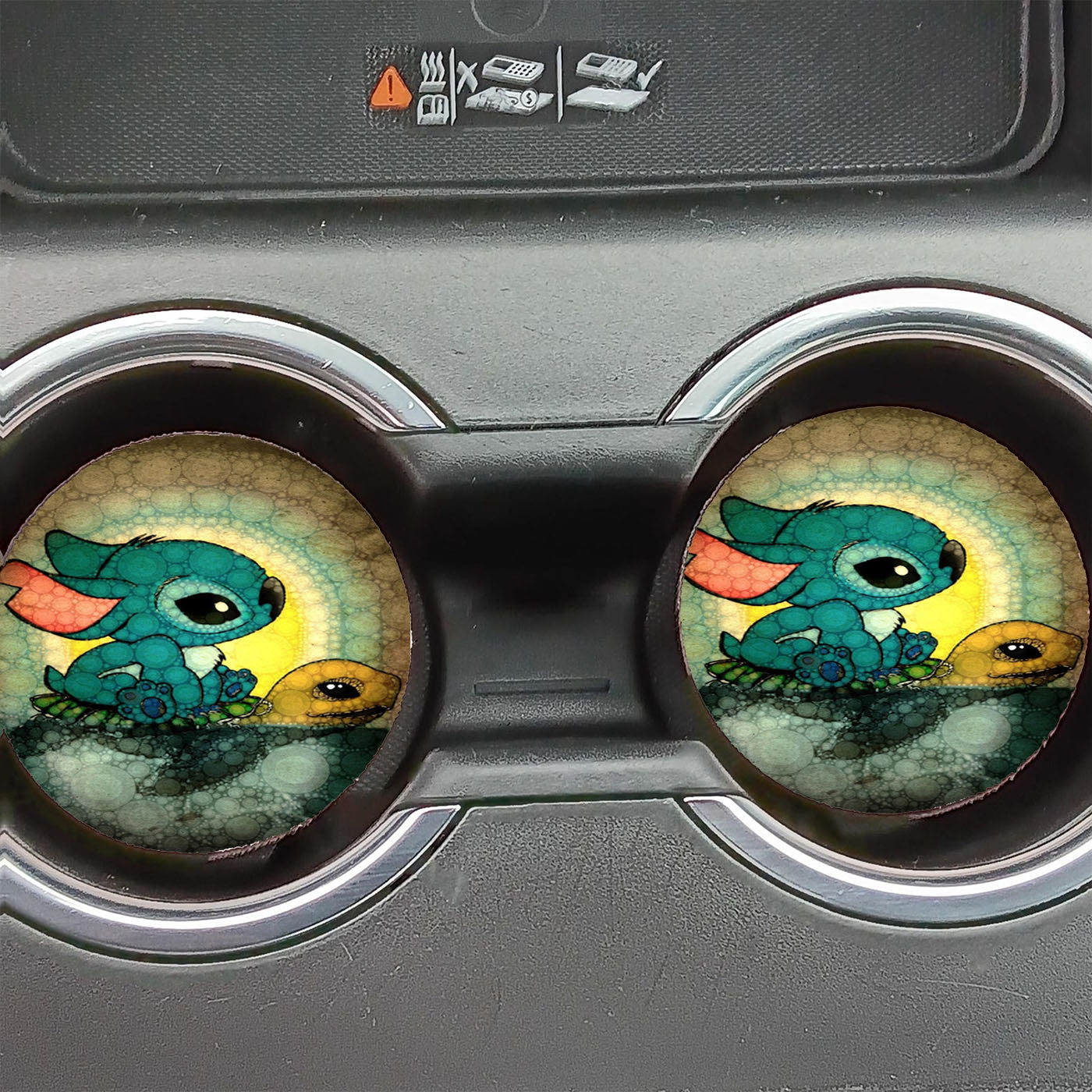 Disney Stitch And Turtle Art Car Coasters