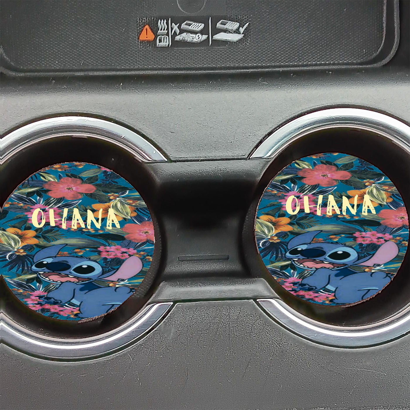 Disney Stitch Ohana Quotes Car Coasters