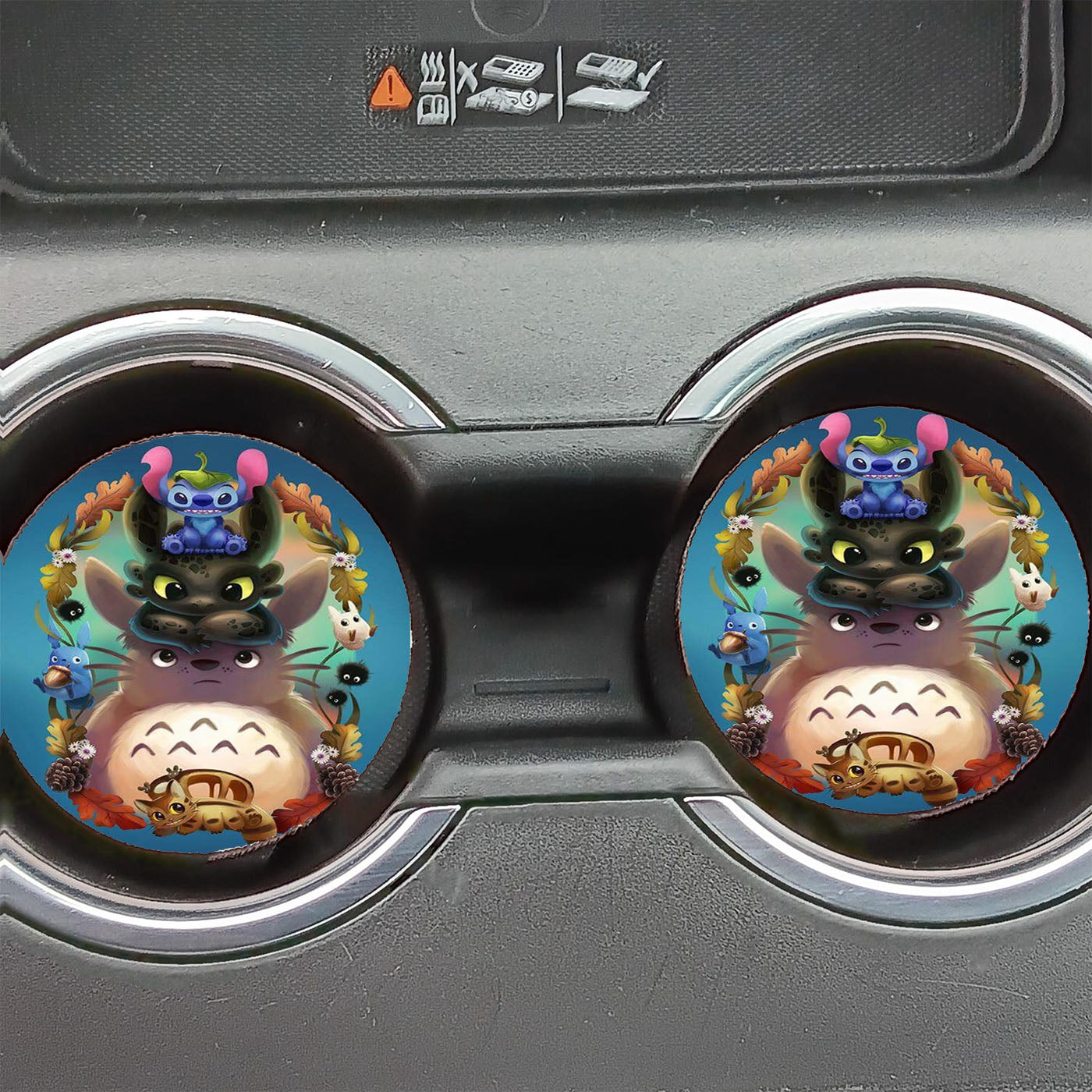 Disney Stitch Toothless Totoro Ghibli Studio Car Coasters