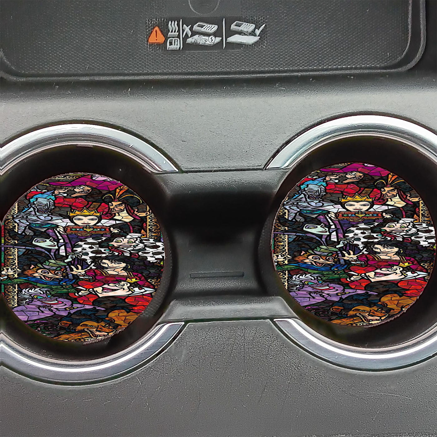 Disney Villains Stained Glasses Car Coasters