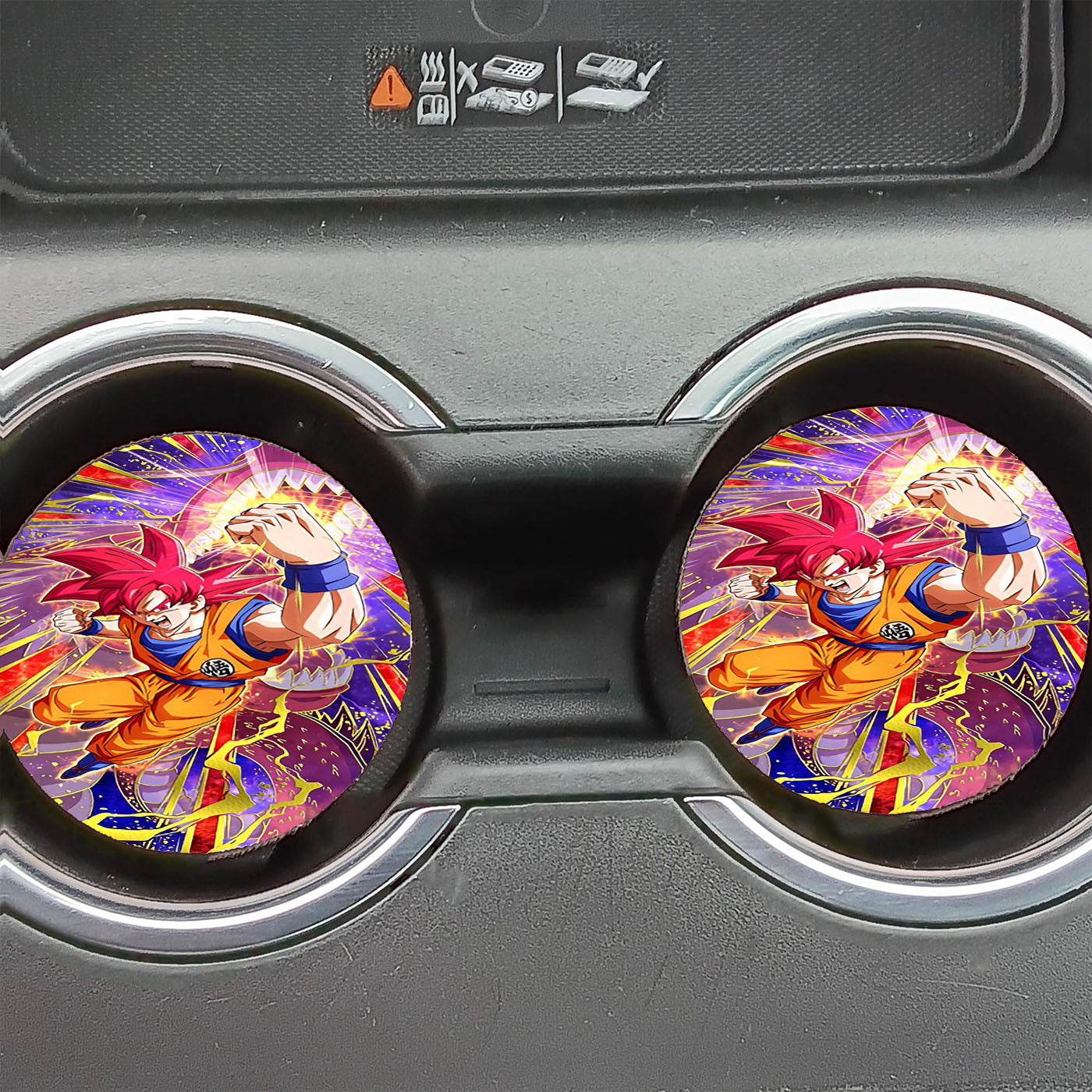 Divine Power Within Super Saiyan God Goku Car Coasters