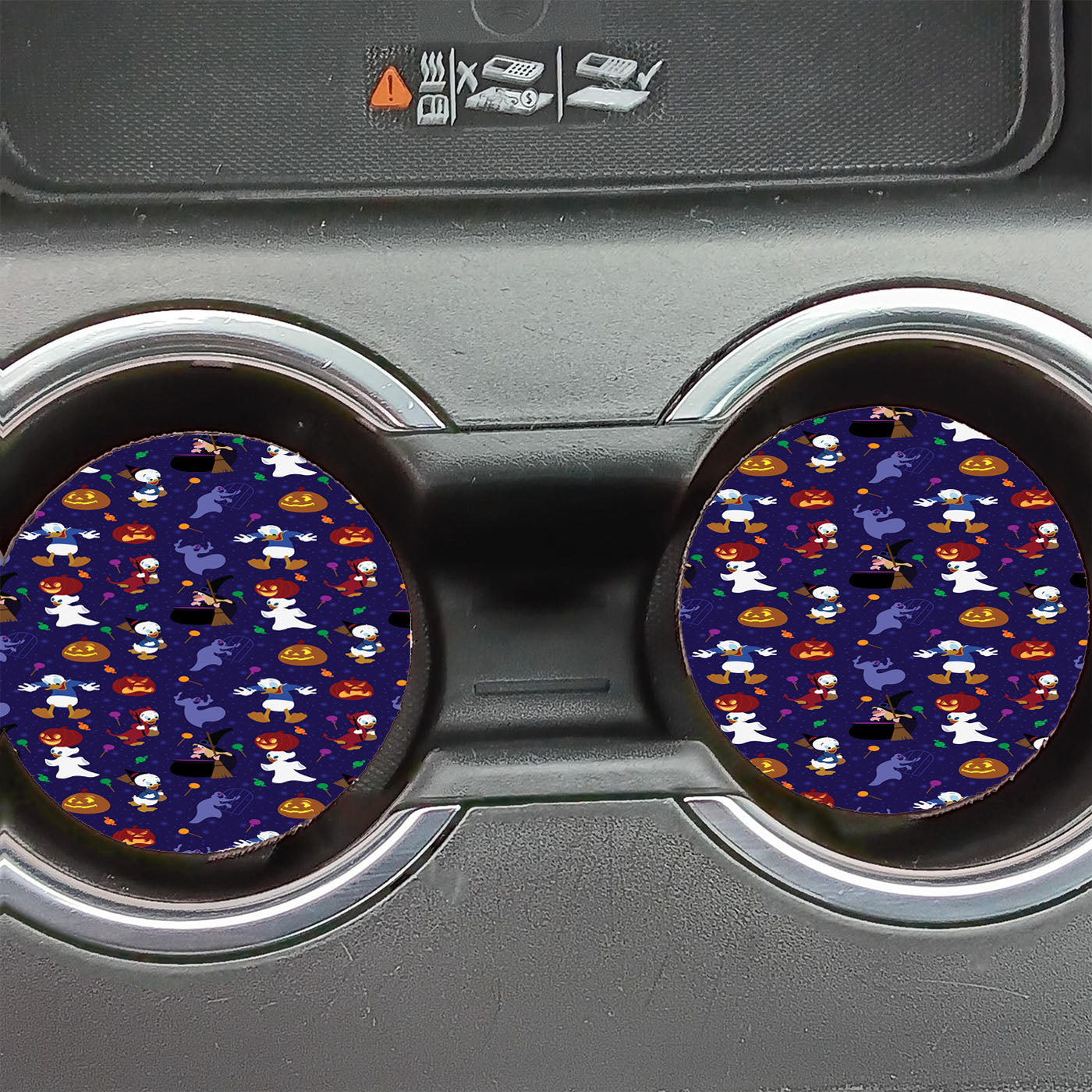 Donald Duck Purple Halloween Pattern Car Coasters