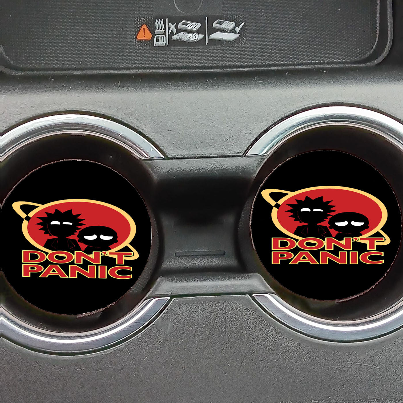 Dont Panic Stay With Rick N Morty Car Coasters