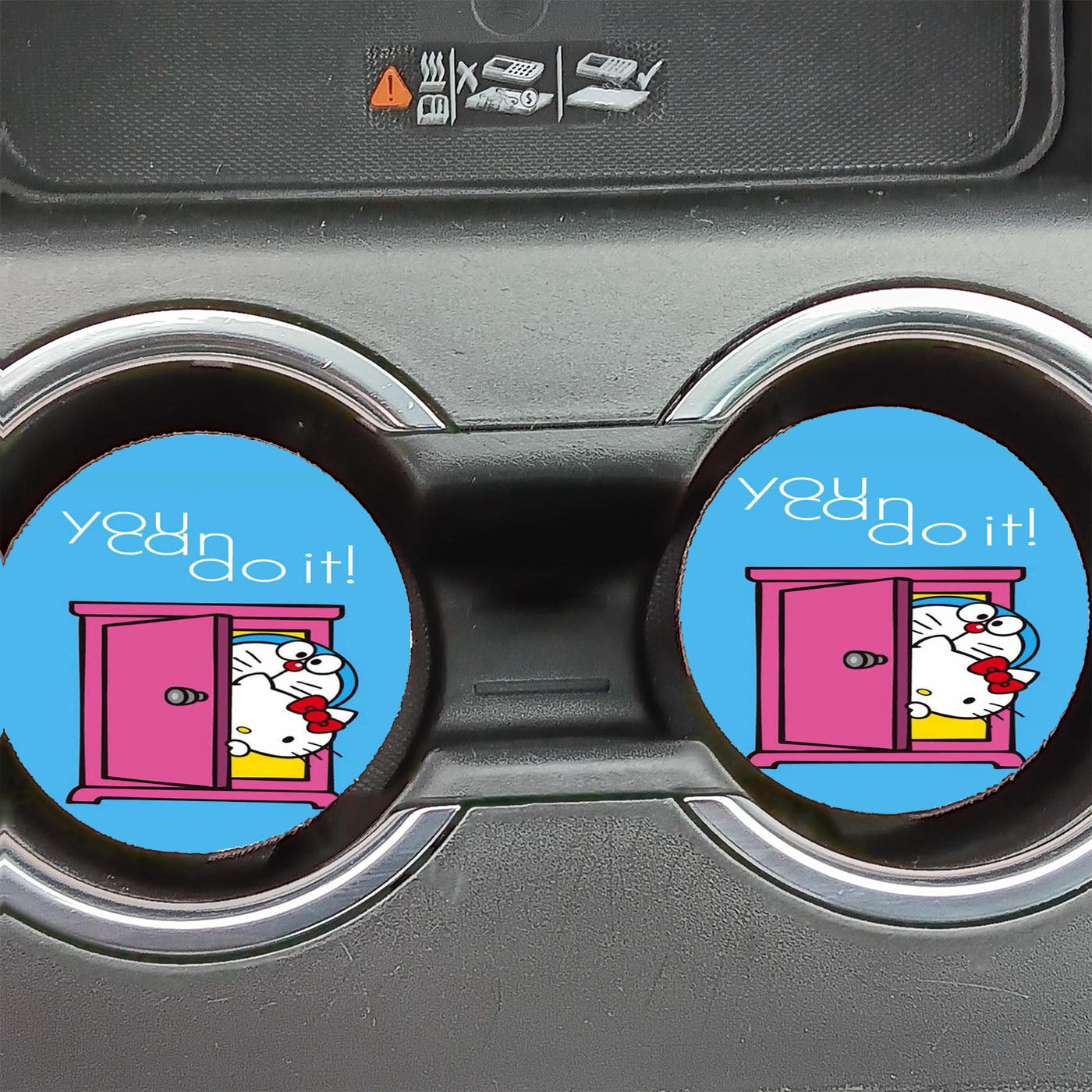 Doraemon And Hello Kitty You Can Do It Car Coasters