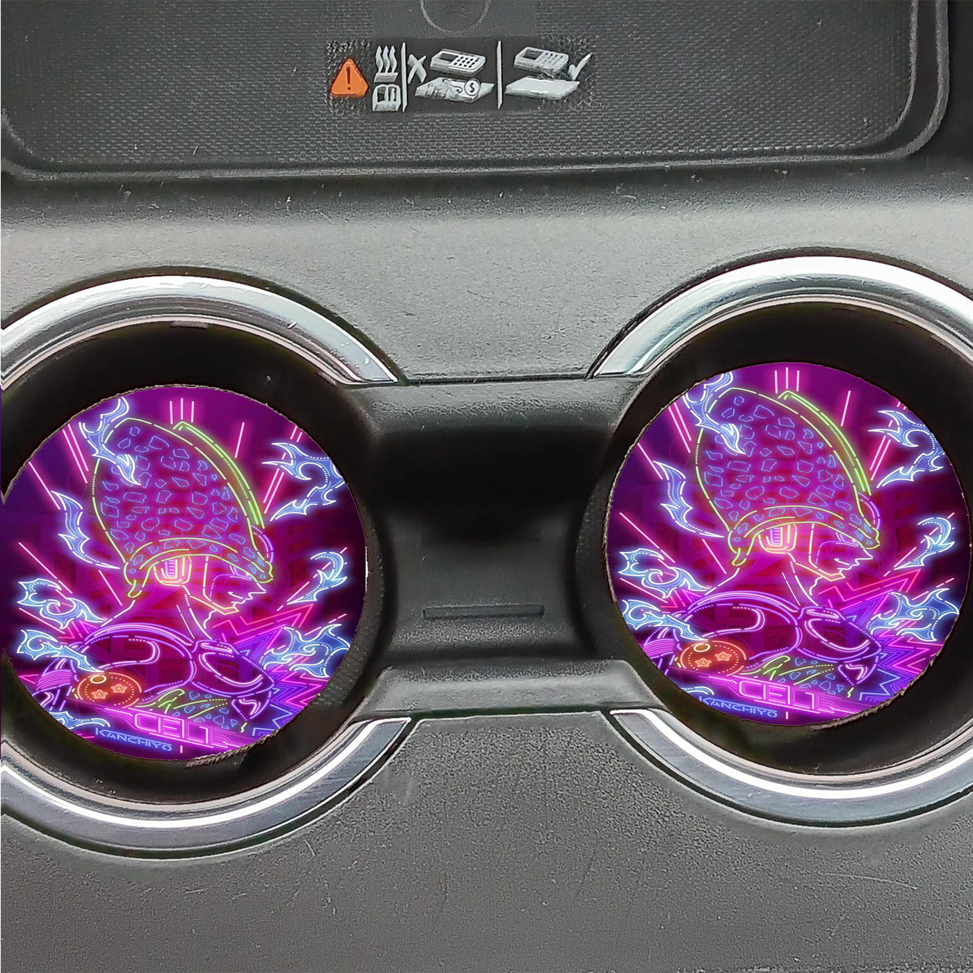 Dragon Ball Cell Neon Art Wallpaper Car Coasters