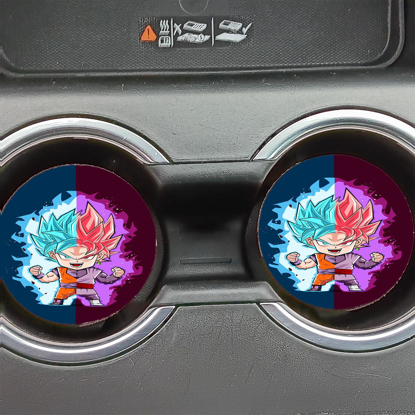 Dragon Ball Super Goku Blue Purple Car Coasters