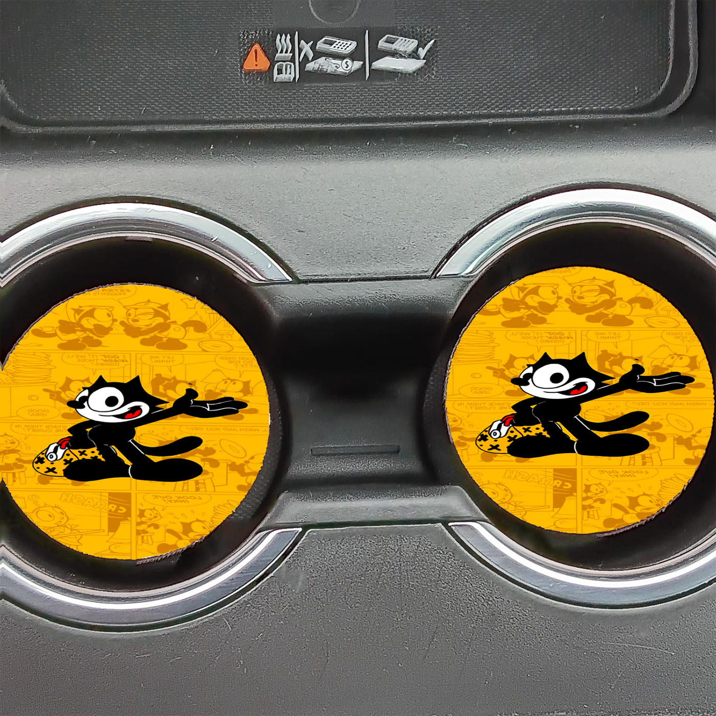 Felix Comic Art Yellow Car Coasters