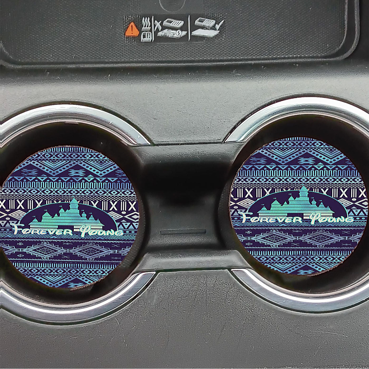 Forever Young Disney Aztec Pattern Car Coasters