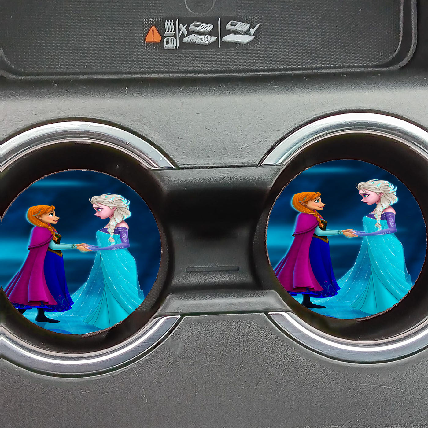 Frozen Elsa And Anna Cartoon Car Coasters