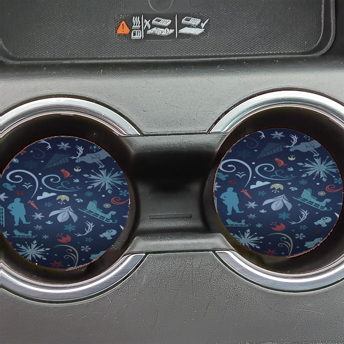Frozen Pattern Wallpaper Dark Car Coasters