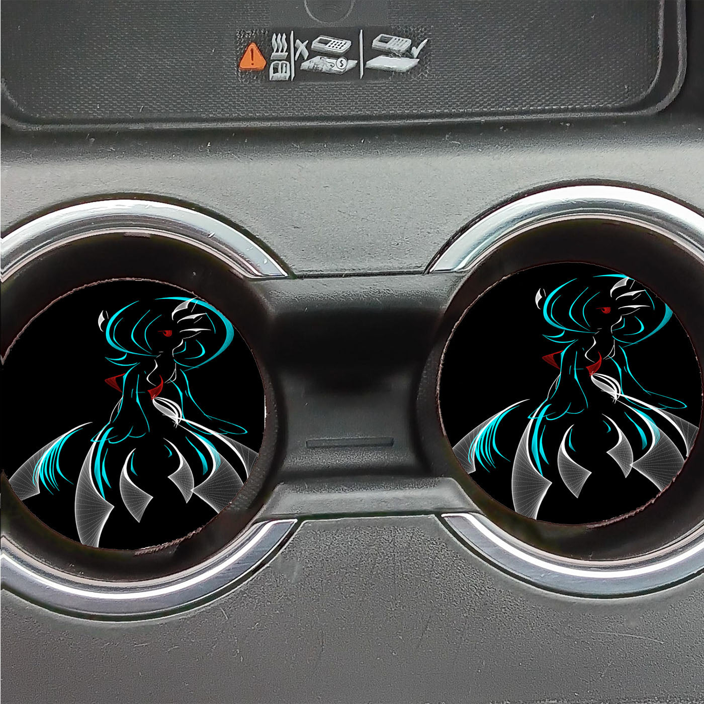 Gardevoir Pokemon Line Art On Black Car Coasters