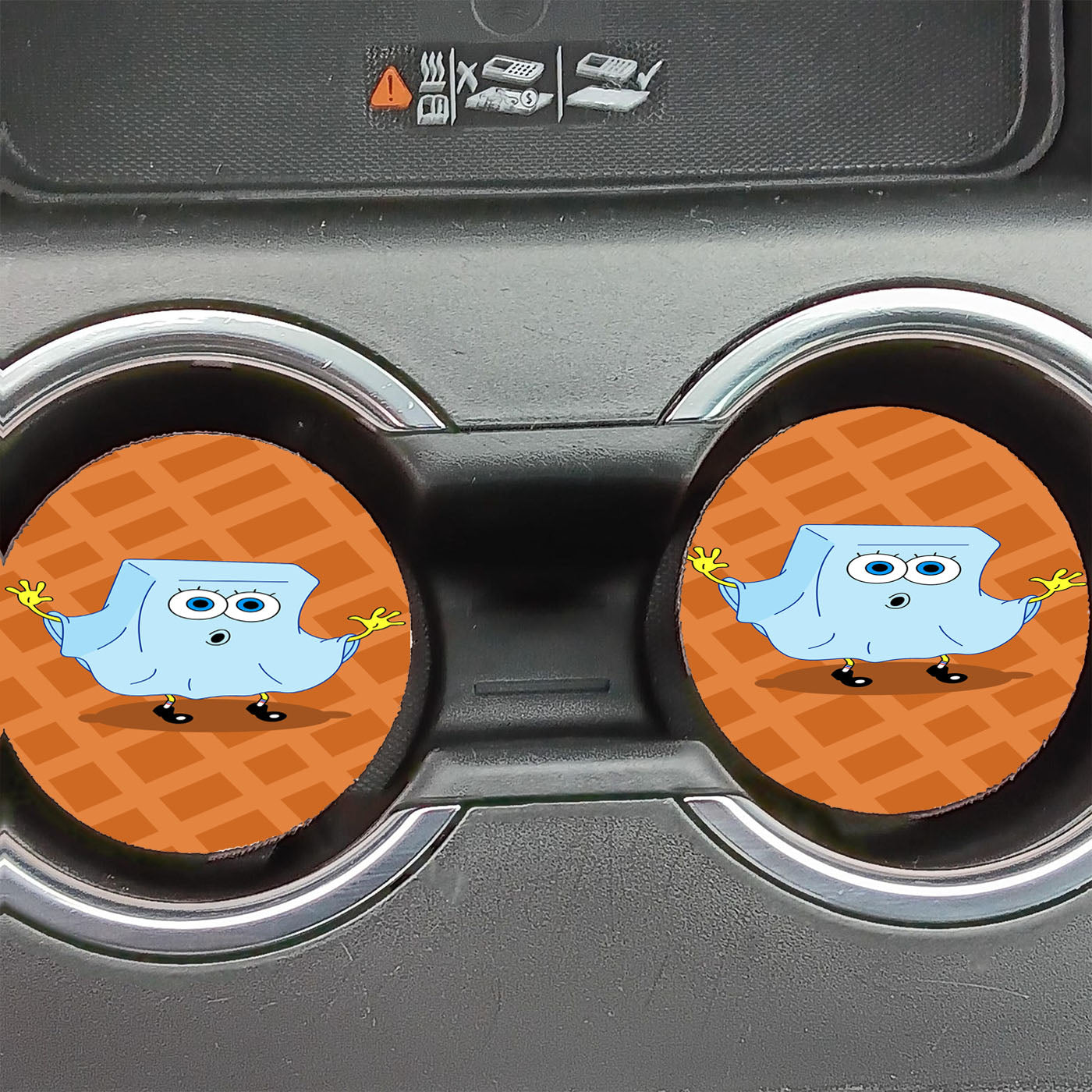 Ghost Spongebob Waffle Pattern Car Coasters