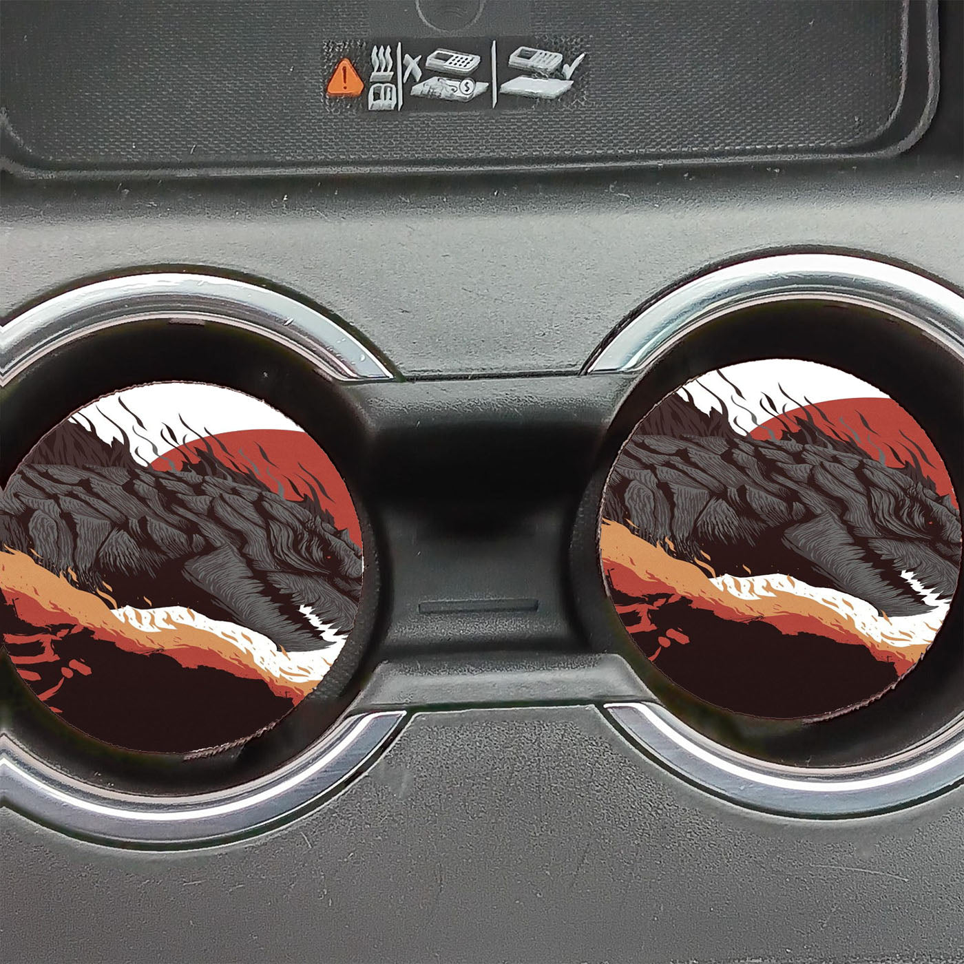 Godzilla Illustration King Of Monster Car Coasters