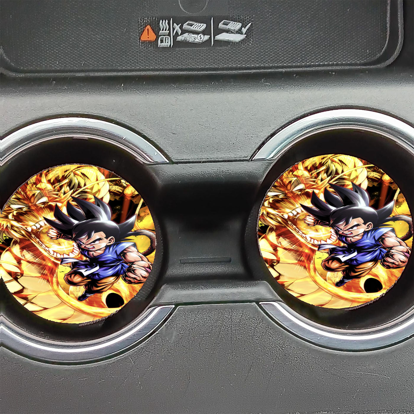 Goku And Golden Shenron Car Coasters
