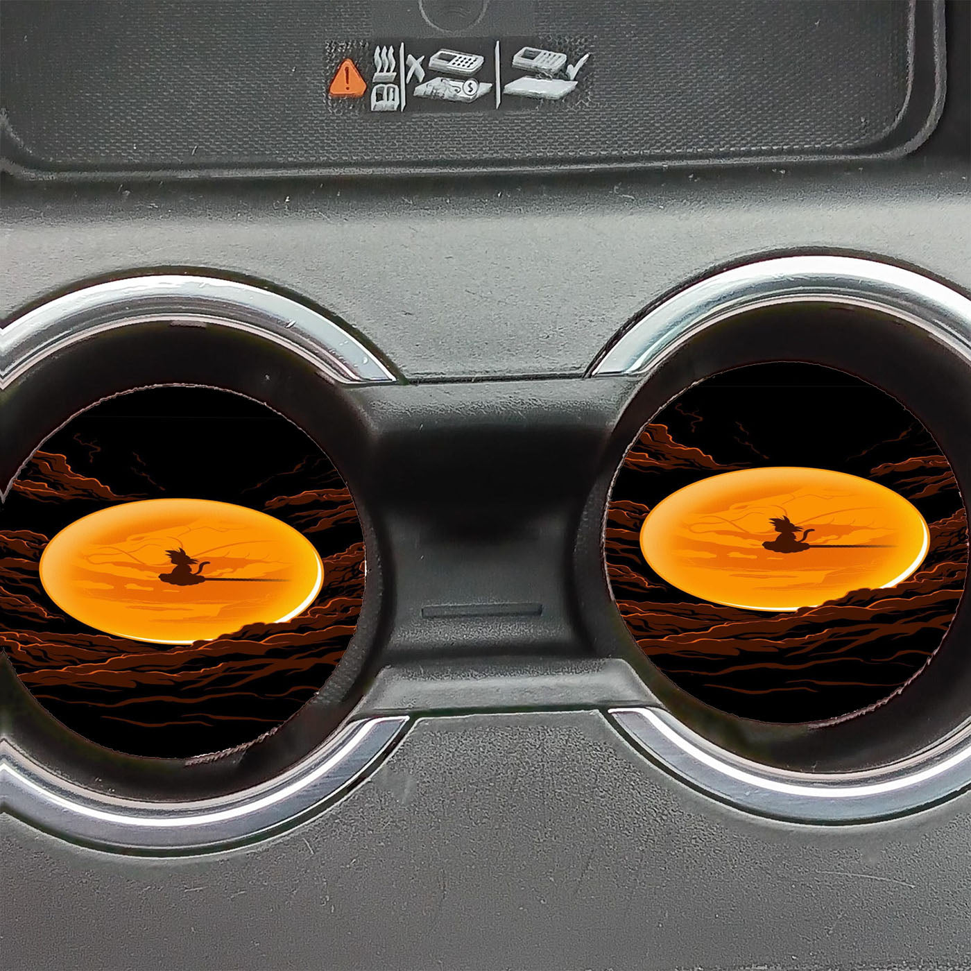 Goku On Nimbus Silhouette Car Coasters