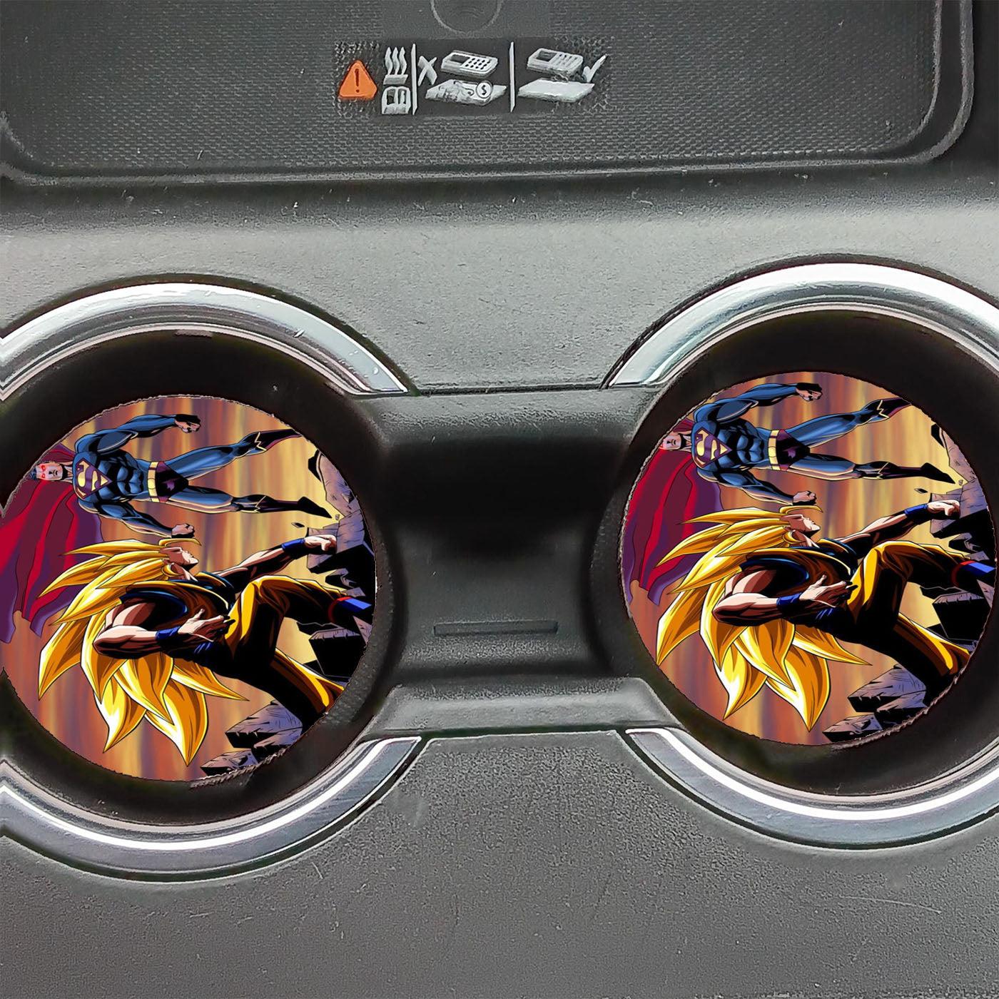 Goku X Superman Artwork Car Coasters