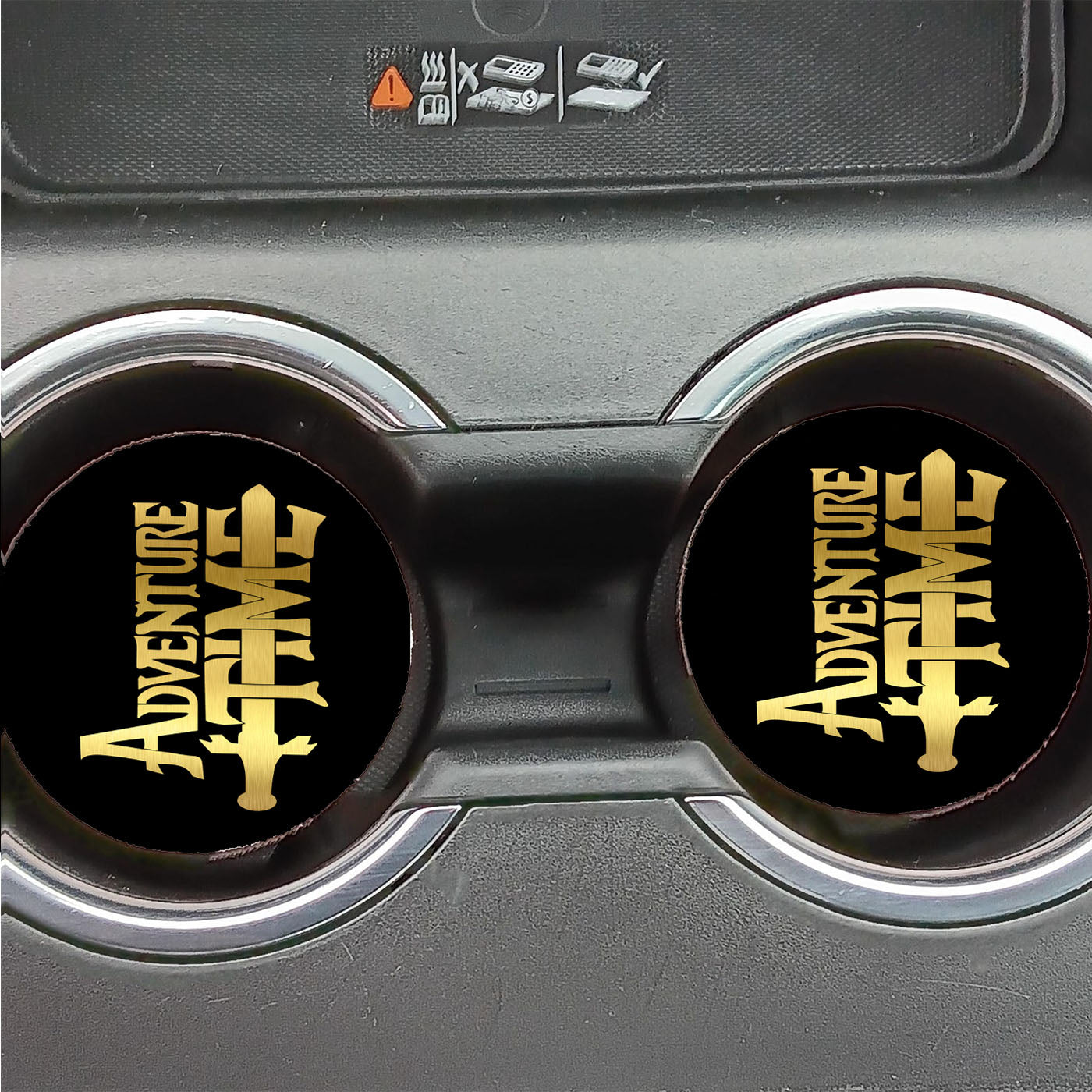 Gold And Black Adventure Time Logo Car Coasters