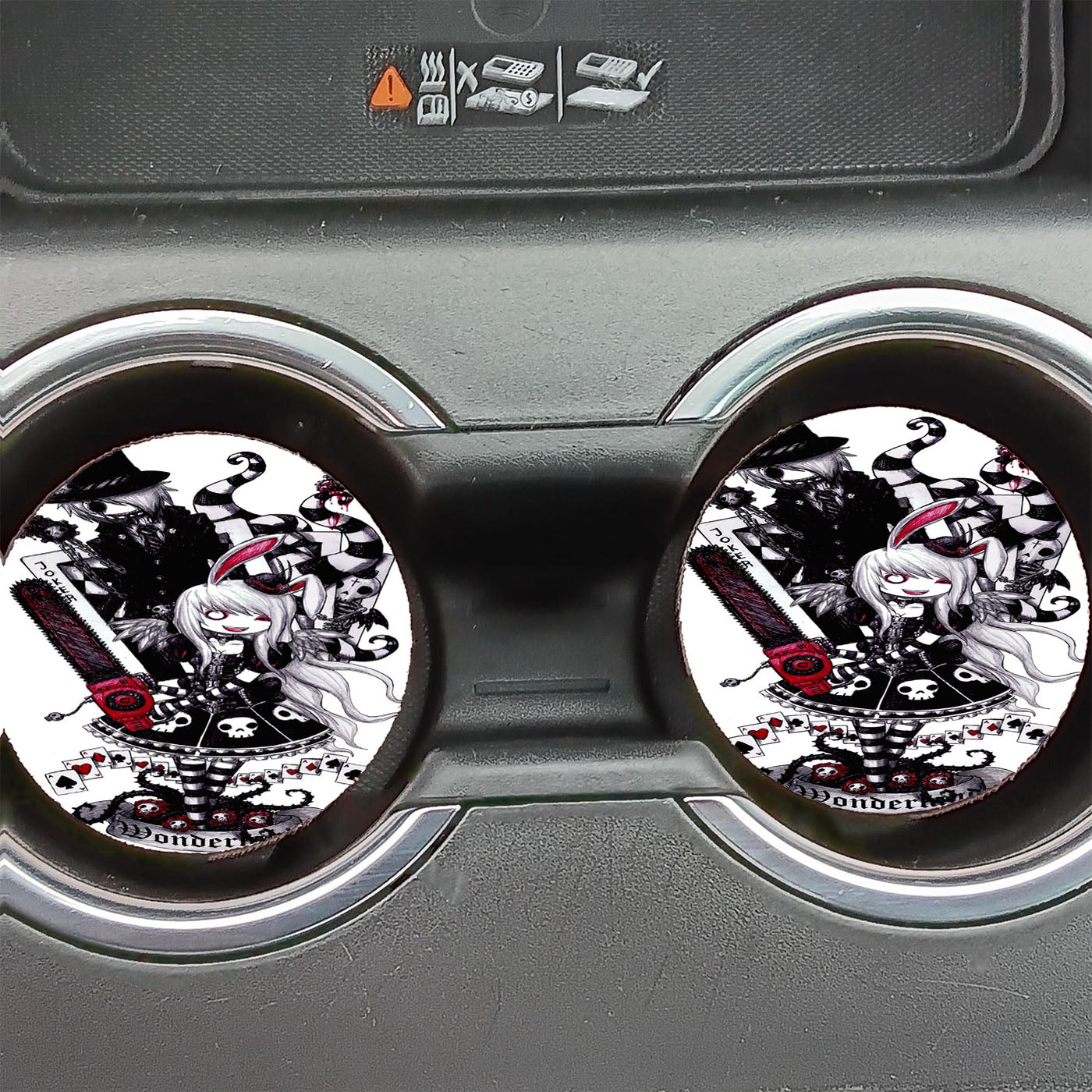 Gothic Alice In Wonderland Tattoo Car Coasters