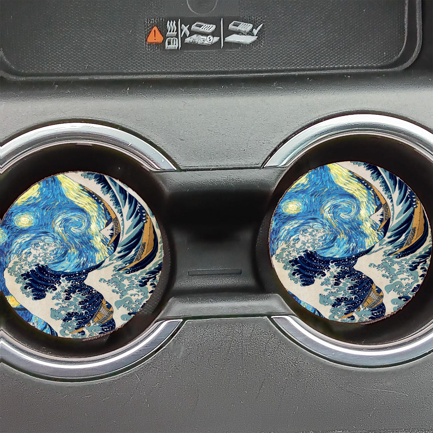 Great Wave Off Kanagawa Starry Night Van Gogh Car Coasters