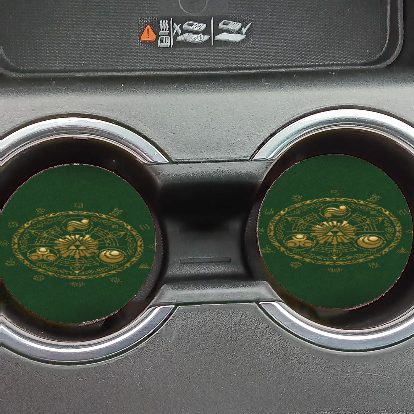 Green Pattern Triforce Zelda Link Logo Car Coasters