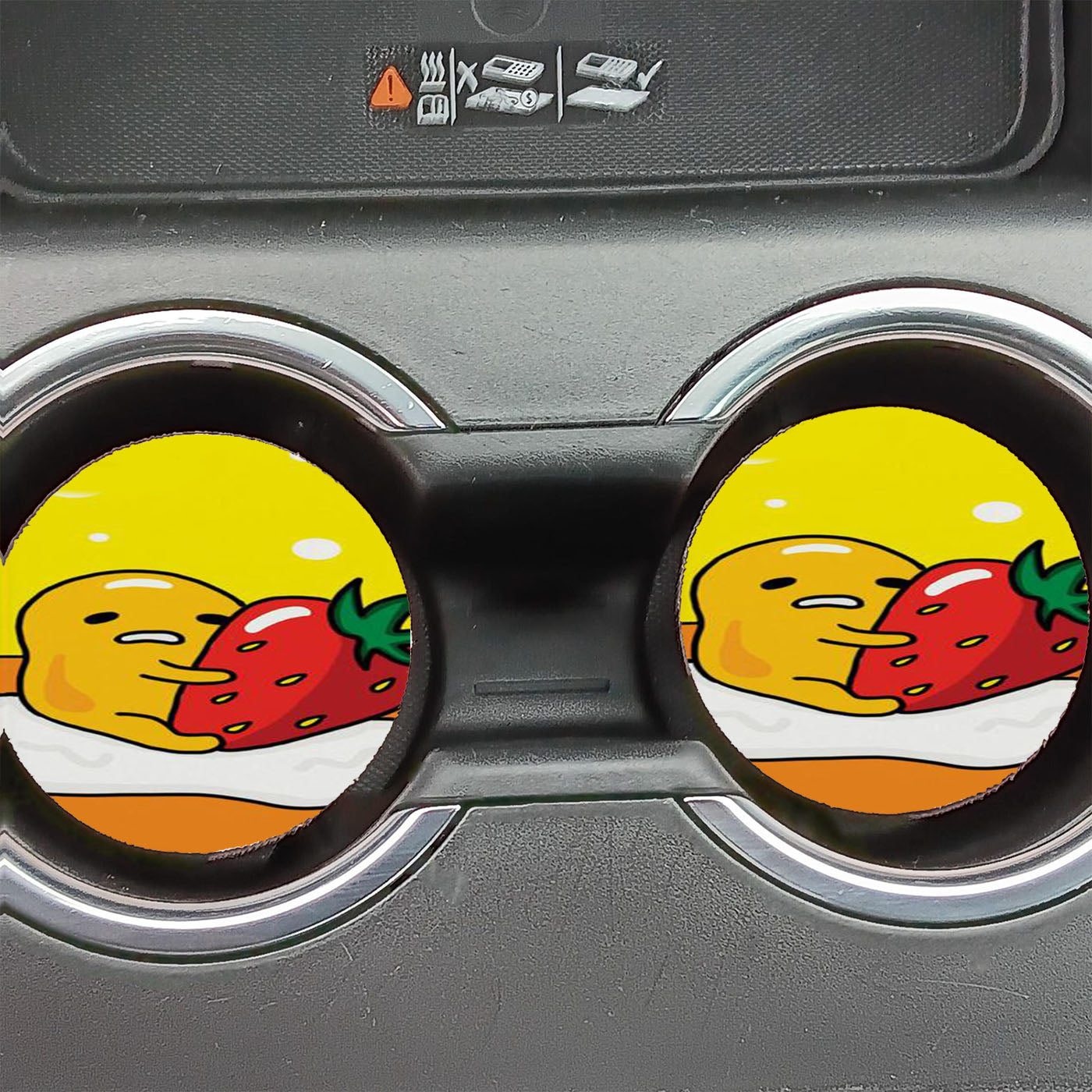 Gudetama With Strawberry Car Coasters