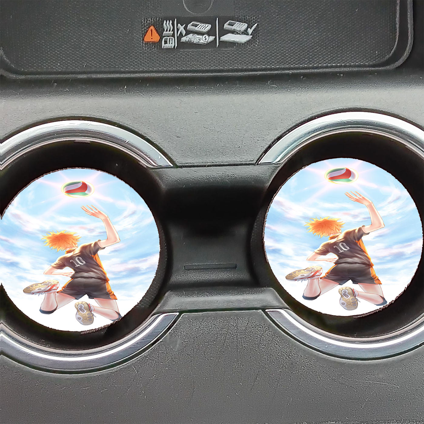 Haikyuu Shoyo Hinata Spiking The Ball In The Sky Car Coasters