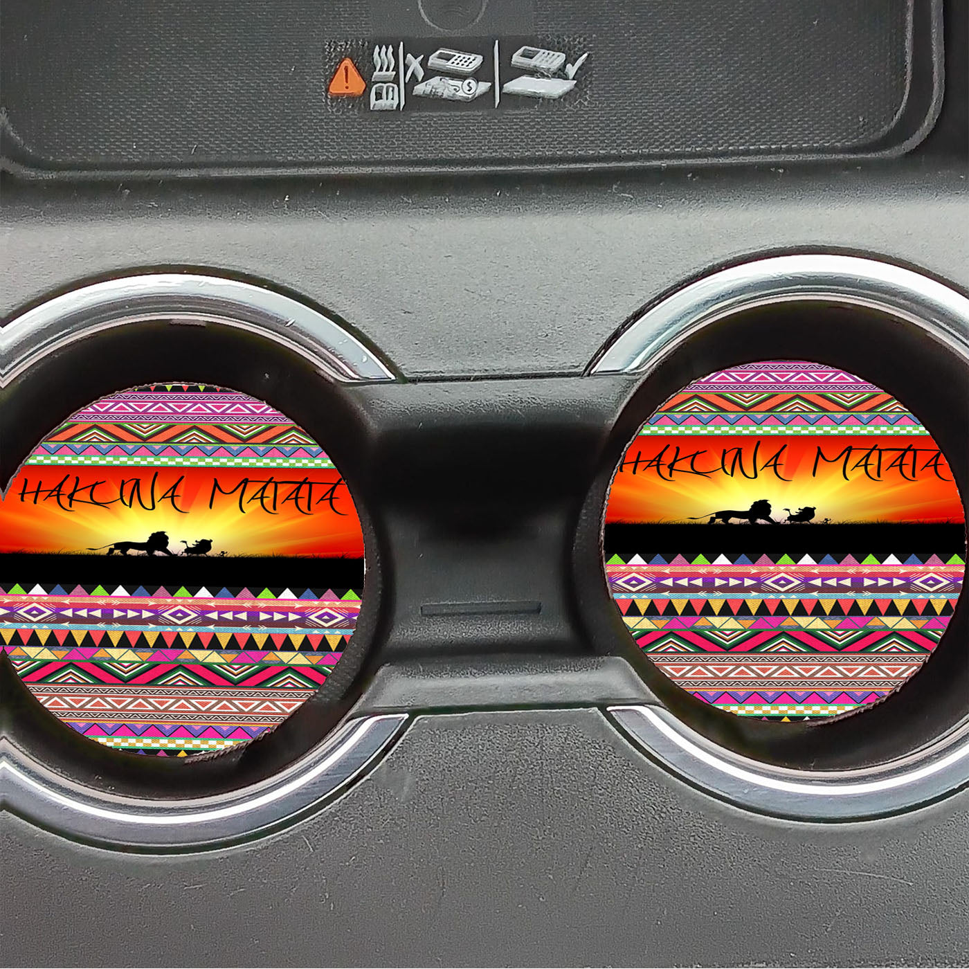 Hakuna Matata Aztec Pattern Car Coasters