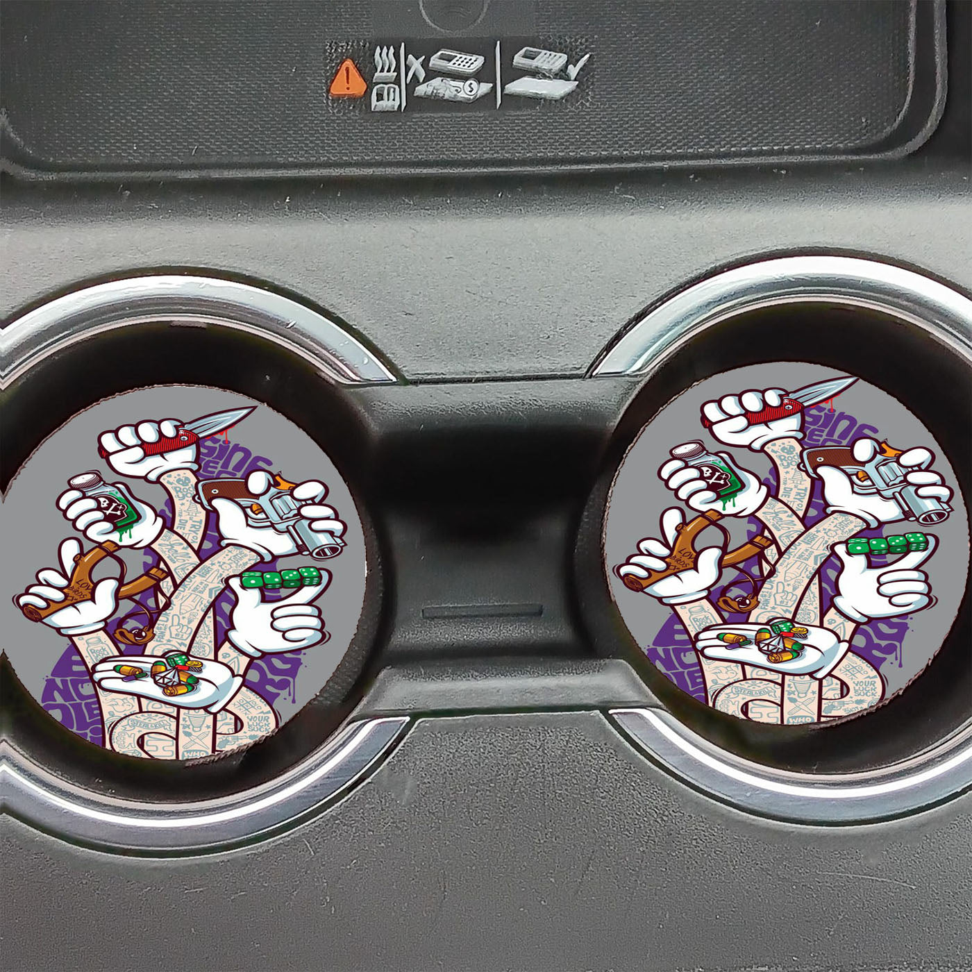 Hand Visitol Art Cash  Car Coasters