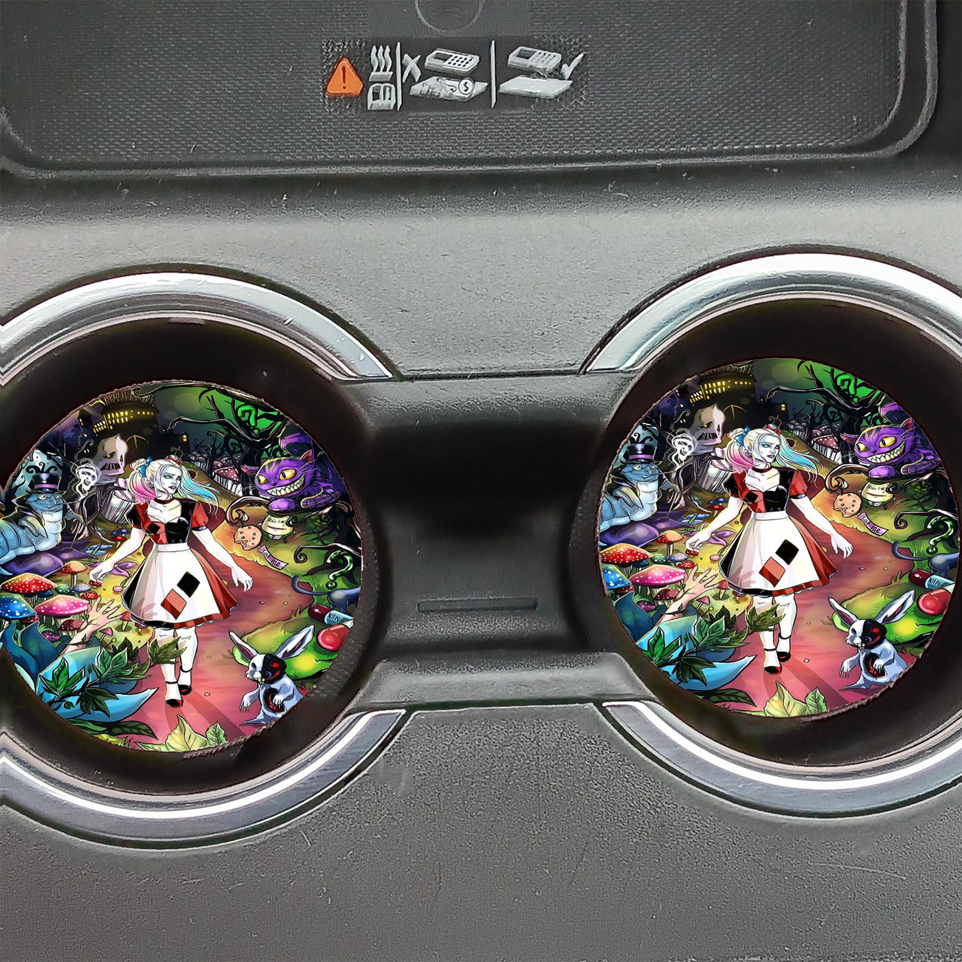 Harley Quinn Alice In Wonderland Digital Art Car Coasters