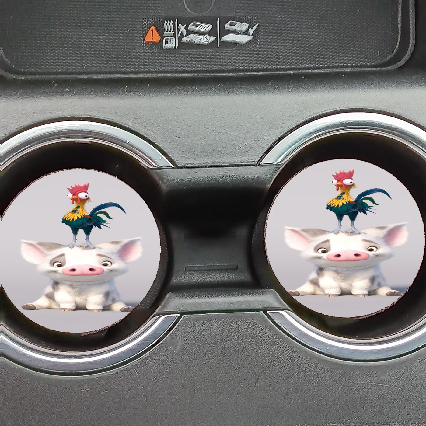 Hei Hei Chicken And Pua Moana Car Coasters