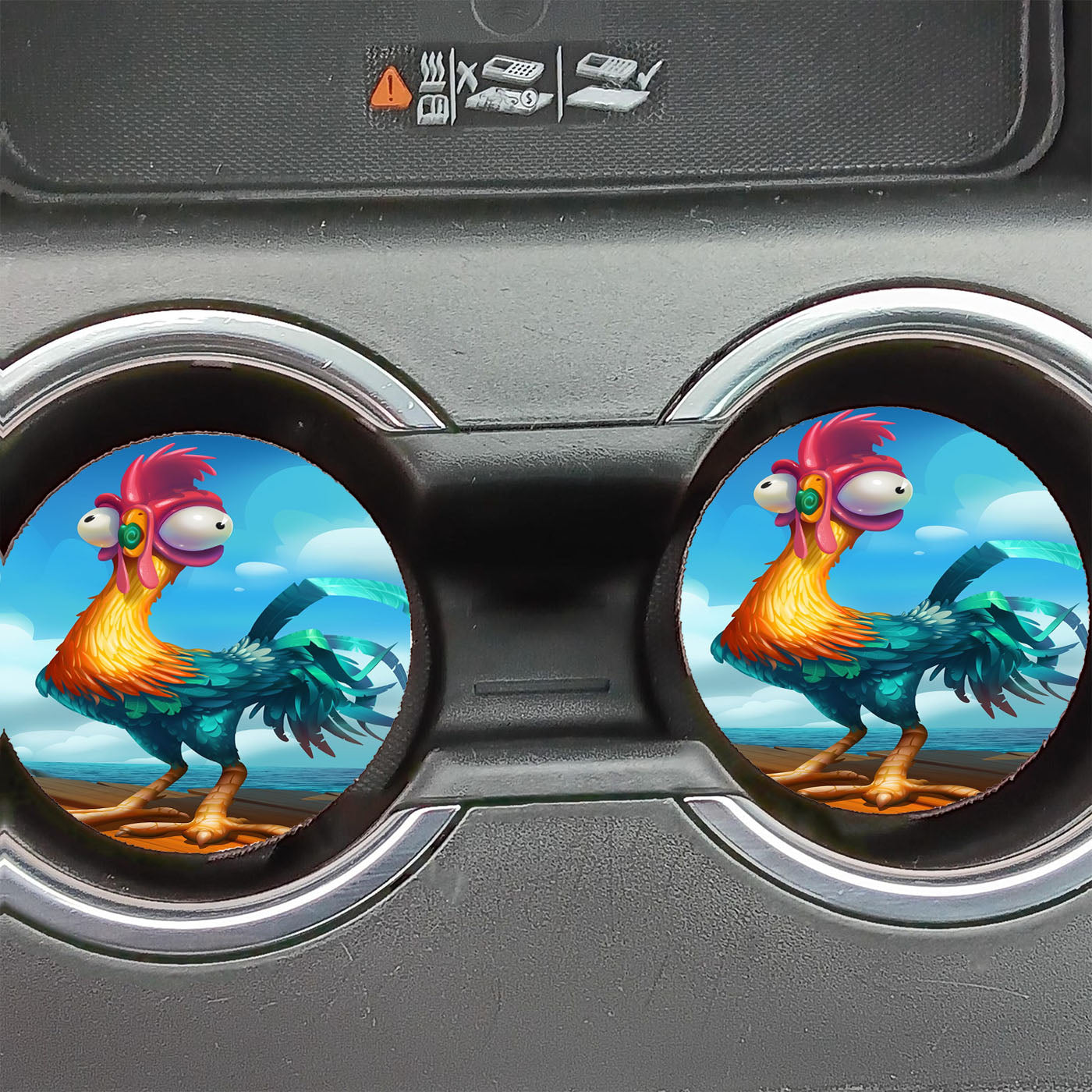 Hei Hei Chicken Moana Art Car Coasters