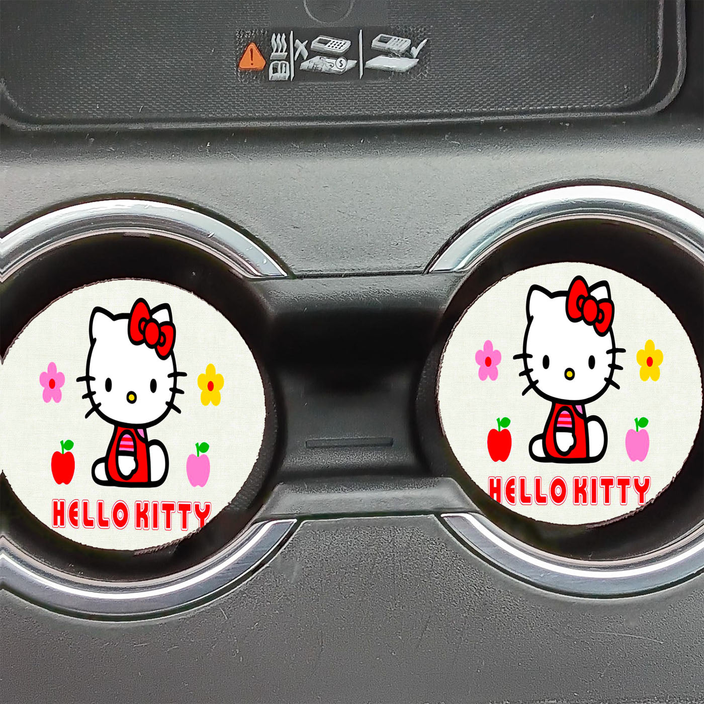 Hello Kitty Apple Flower Car Coasters