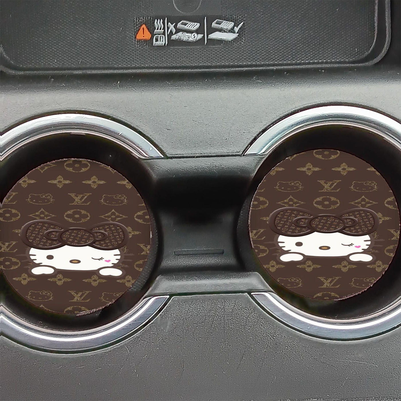 Hello Kitty Chocolate Elegant Pattern Car Coasters