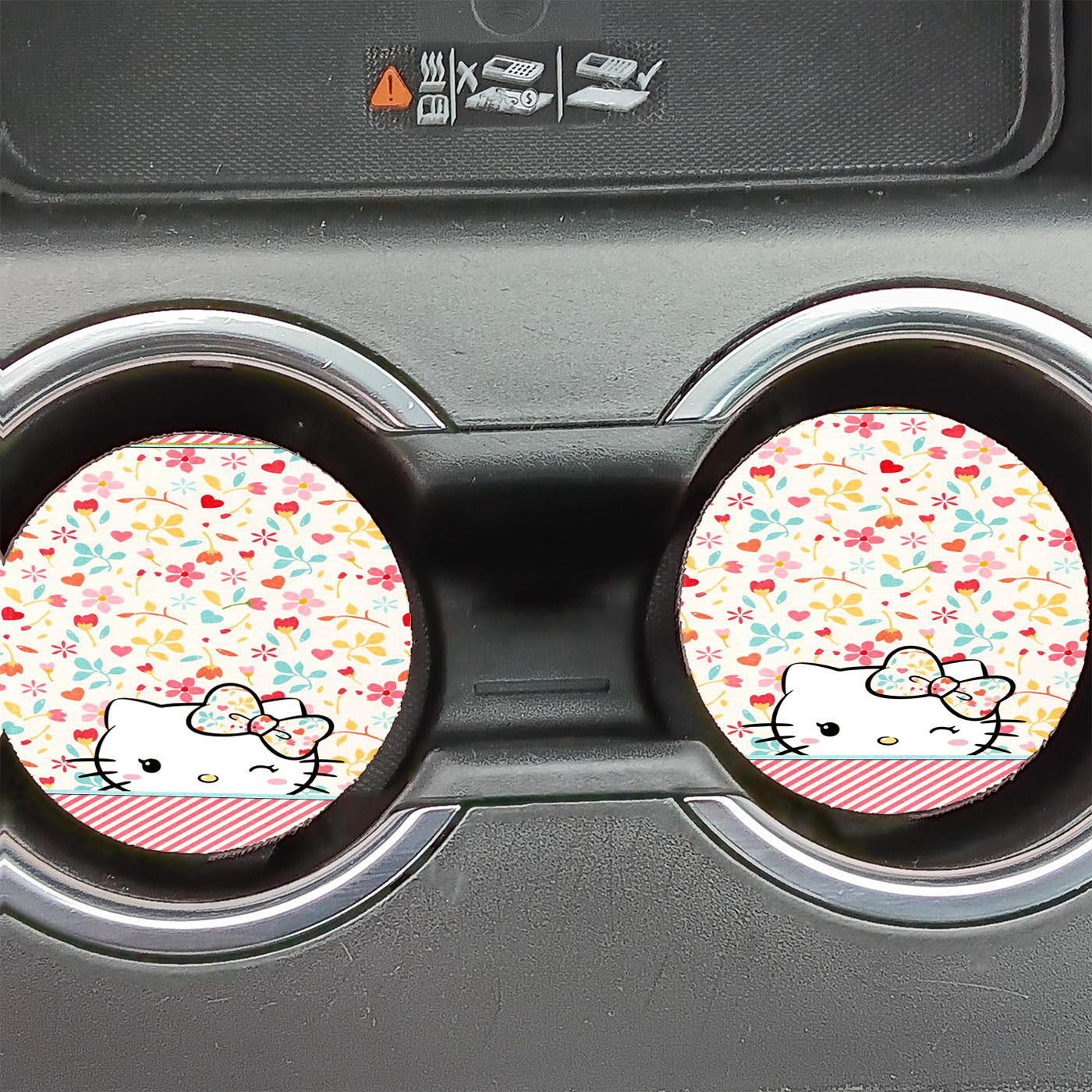 Hello Kitty Flowers Pink Car Coasters