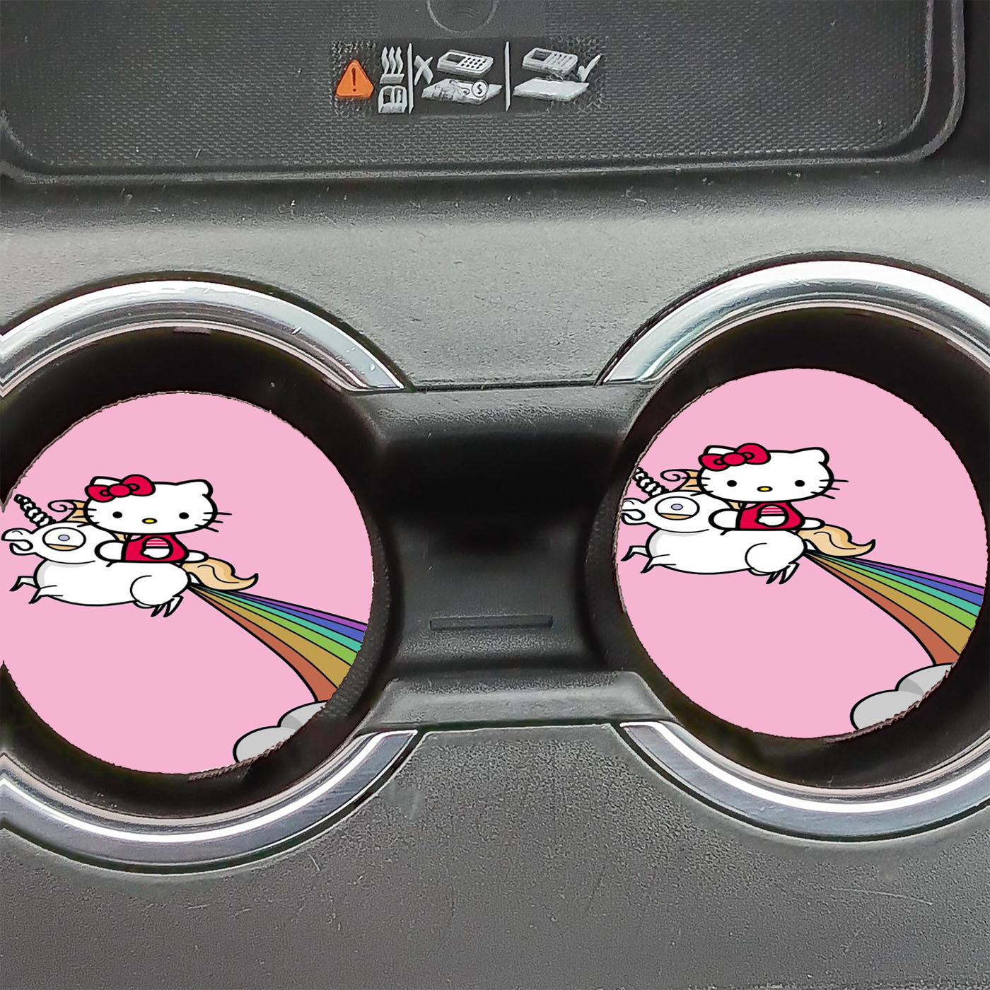 Hello Kitty Fying With Unicorn Car Coasters