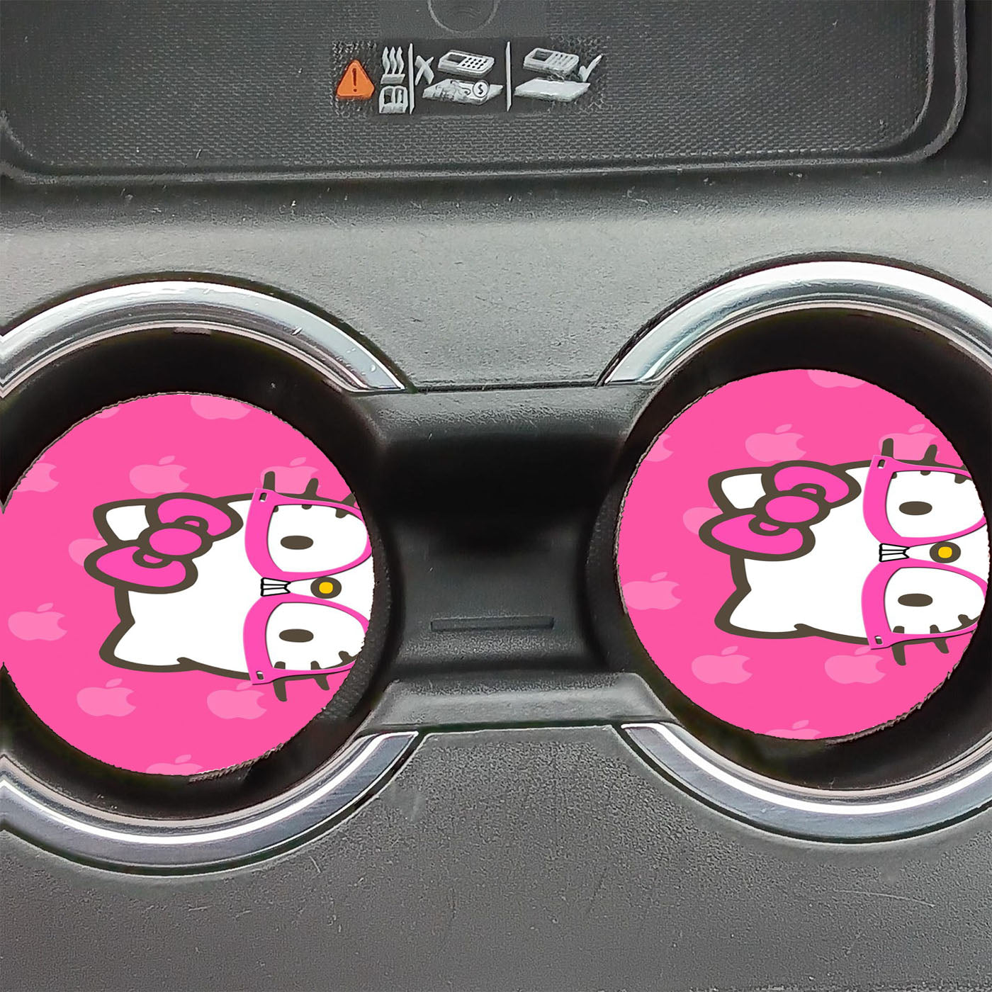 Hello Kitty Glasses Pink Car Coasters