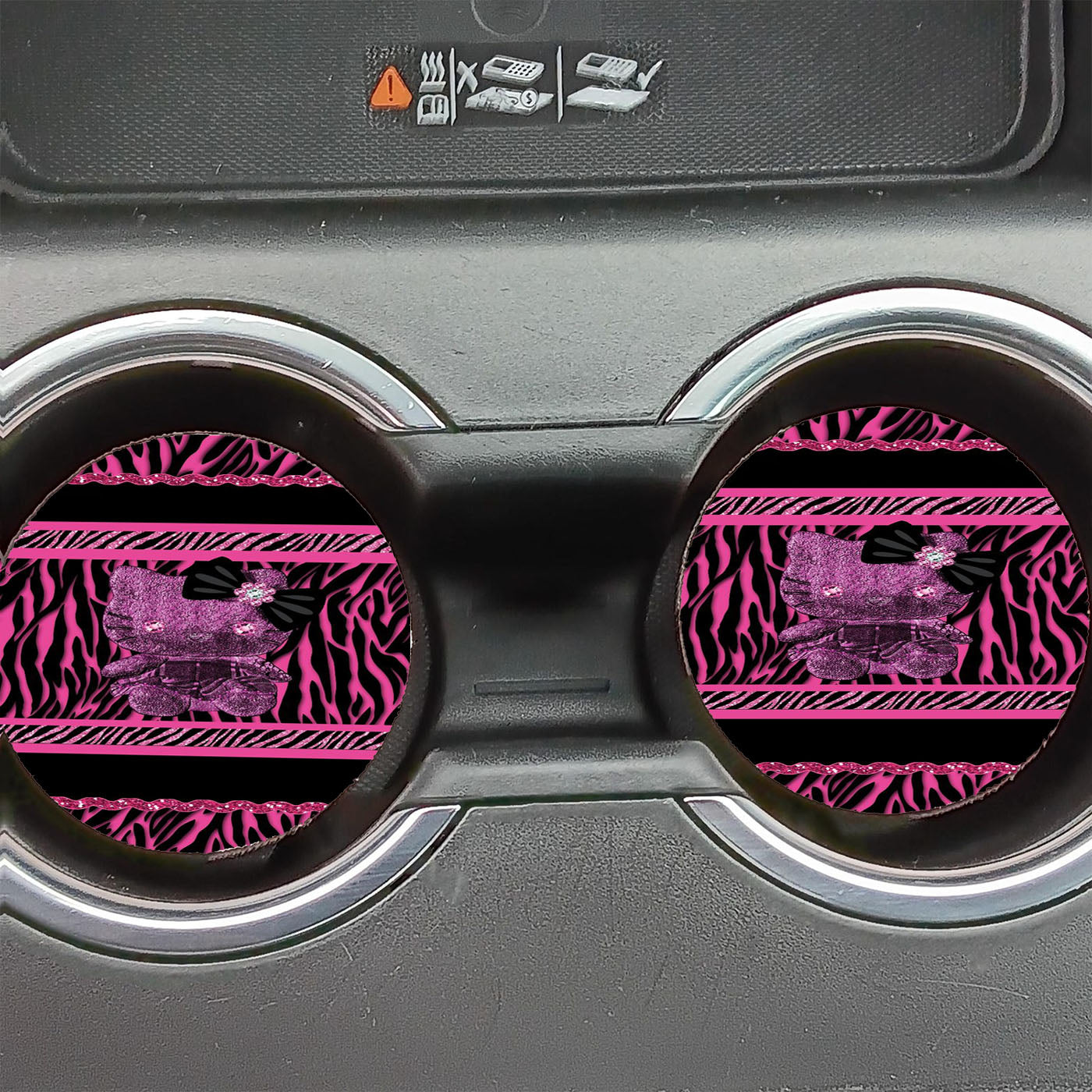 Hello Kitty Katespade Zebra Stripe Car Coasters