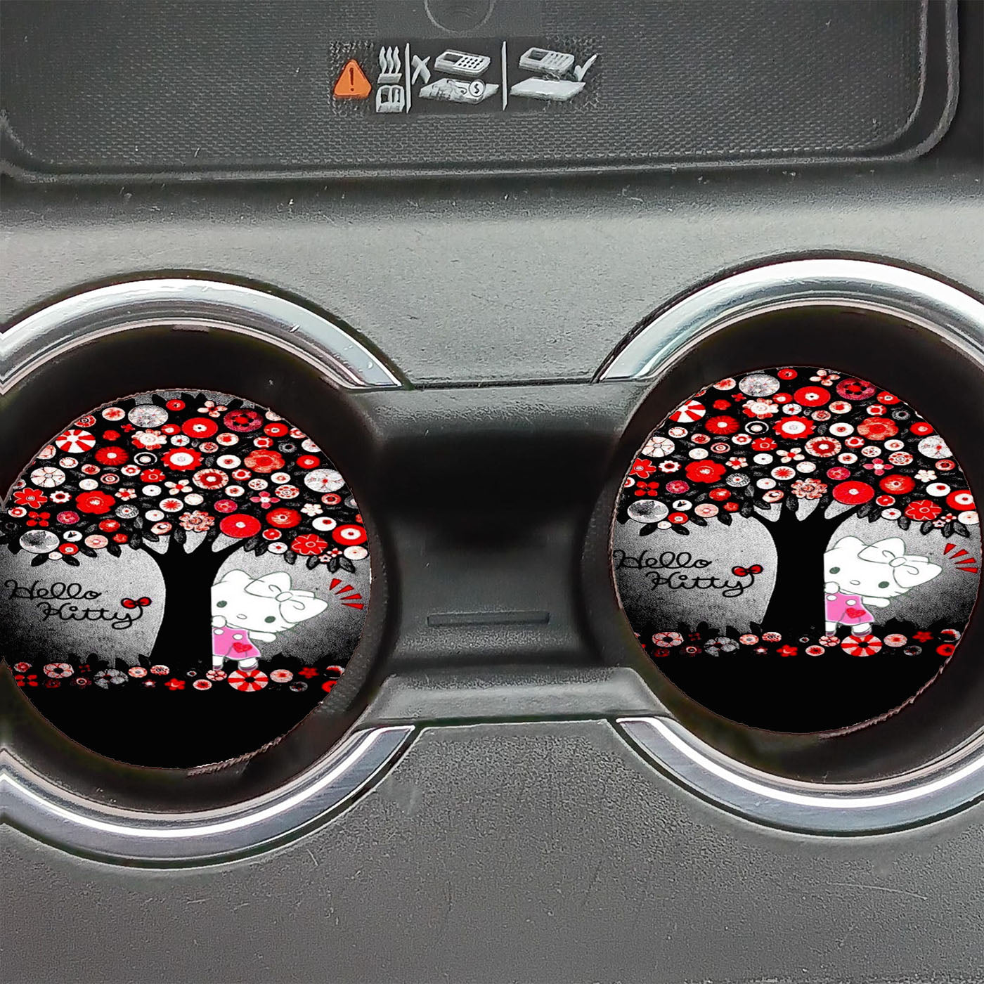 Hello Kitty Make A Collage Painting Car Coasters