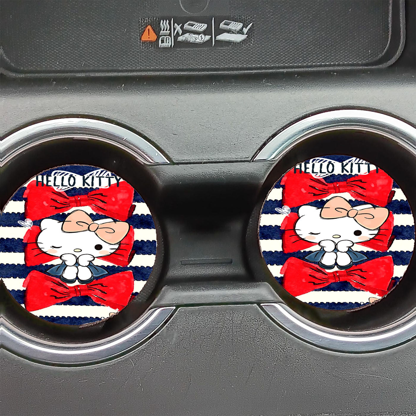 Hello Kitty Ribbon Sailor Suit Lines Car Coasters
