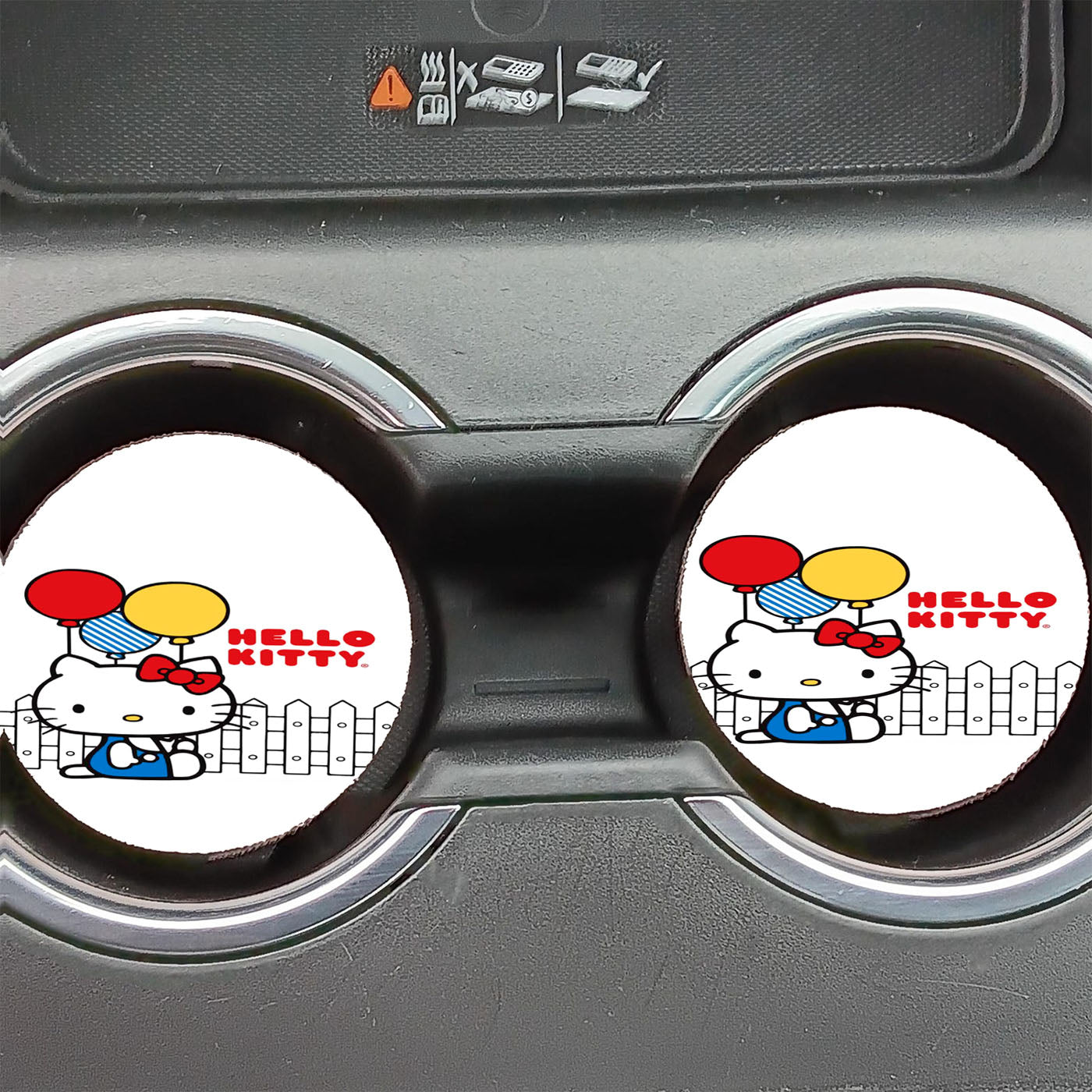 Hello Kitty Sit With Balloon White Car Coasters